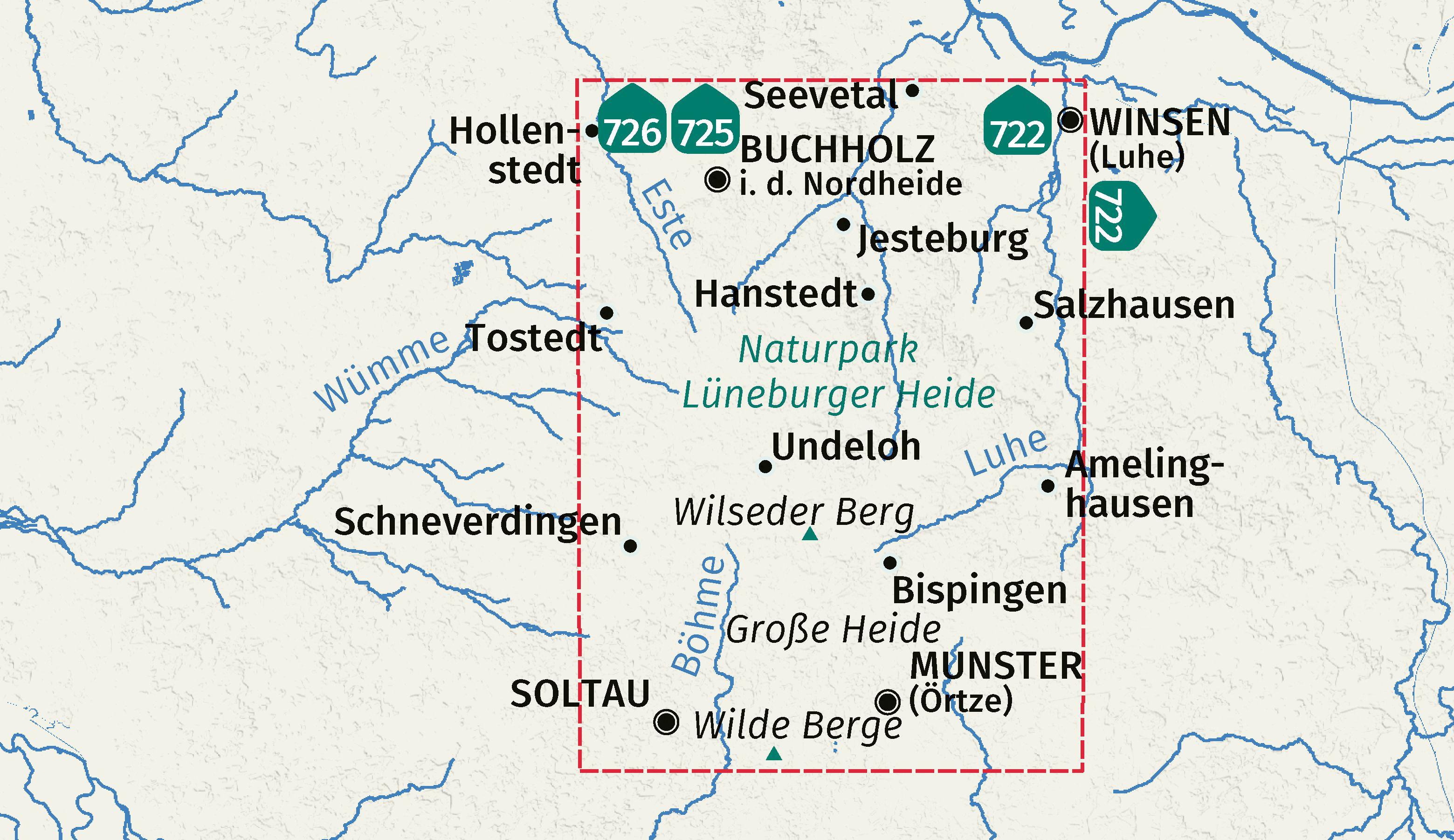 Beispielinhalt (Bild) KOMPASS Wanderkarte 718 Lüneburger Heide 1:50.000