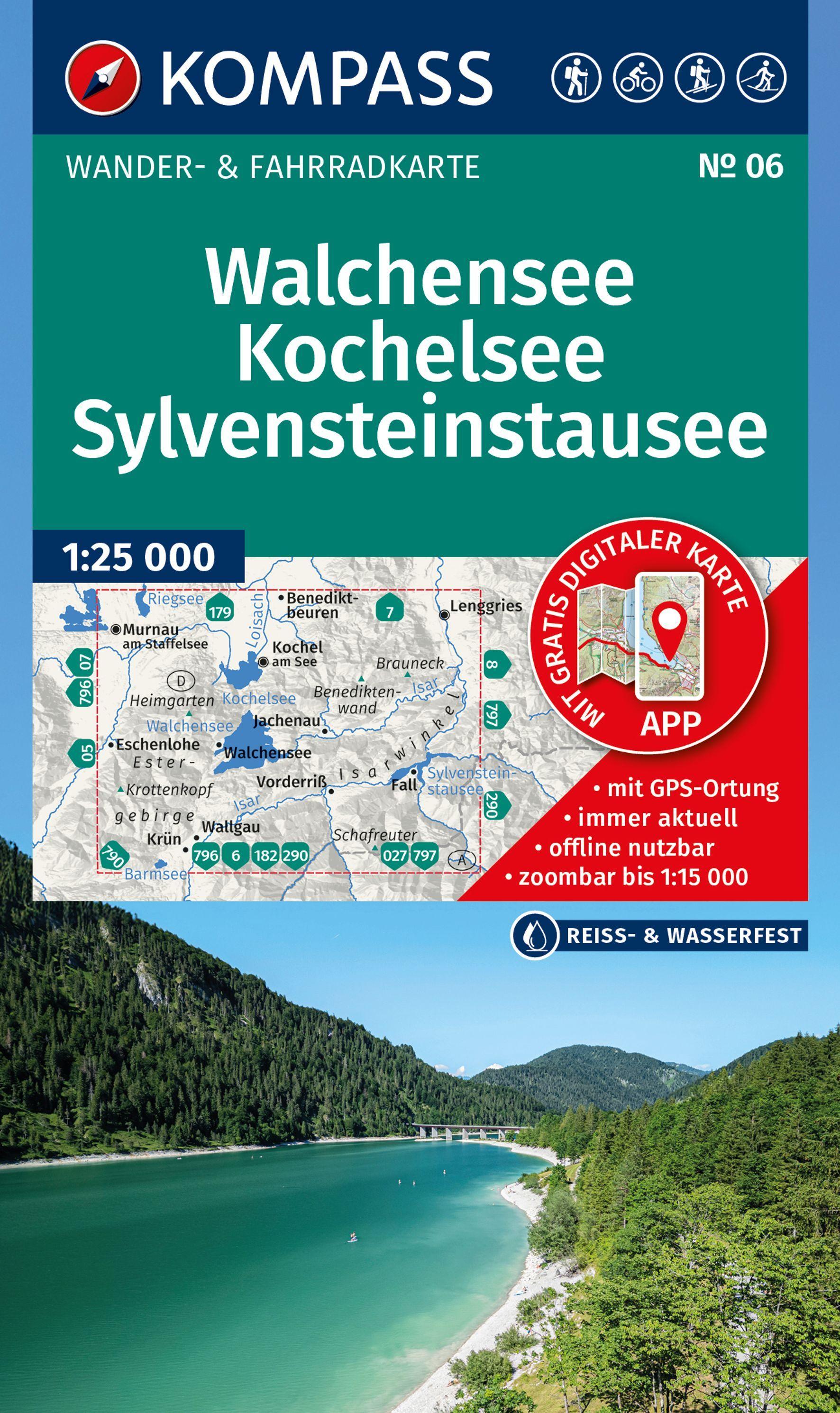 Vorderes Coverbild KOMPASS Wanderkarte 06 Walchensee, Kochelsee, Sylvensteinstausee 1:25.000