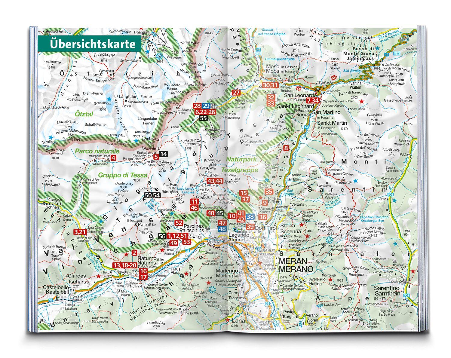 Beispielinhalt (Bild) KOMPASS Wanderführer Texelgruppe mit Meraner Höhenweg, 56 Touren mit Extra-Tourenkarte