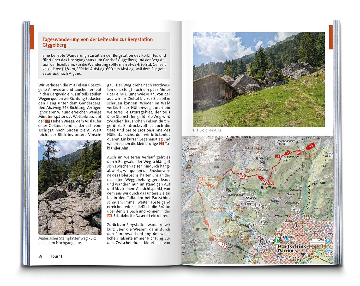 Beispielinhalt (Bild) KOMPASS Wanderführer Texelgruppe mit Meraner Höhenweg, 56 Touren mit Extra-Tourenkarte