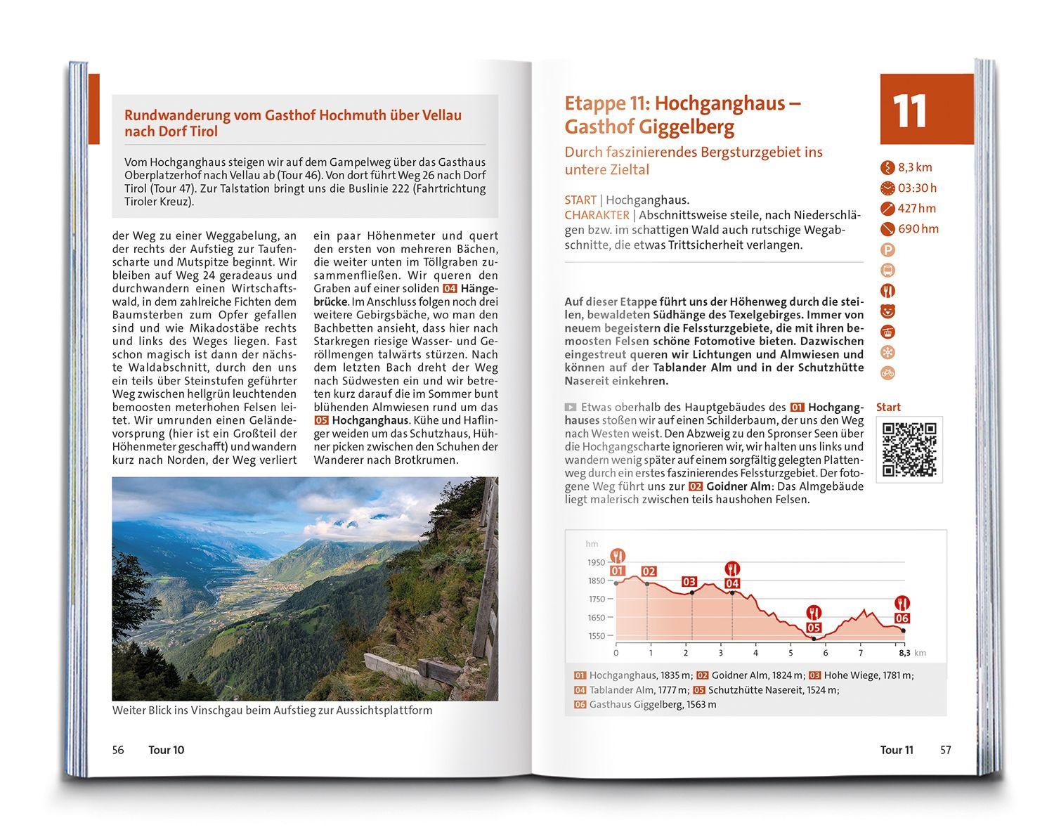 Beispielinhalt (Bild) KOMPASS Wanderführer Texelgruppe mit Meraner Höhenweg, 56 Touren mit Extra-Tourenkarte