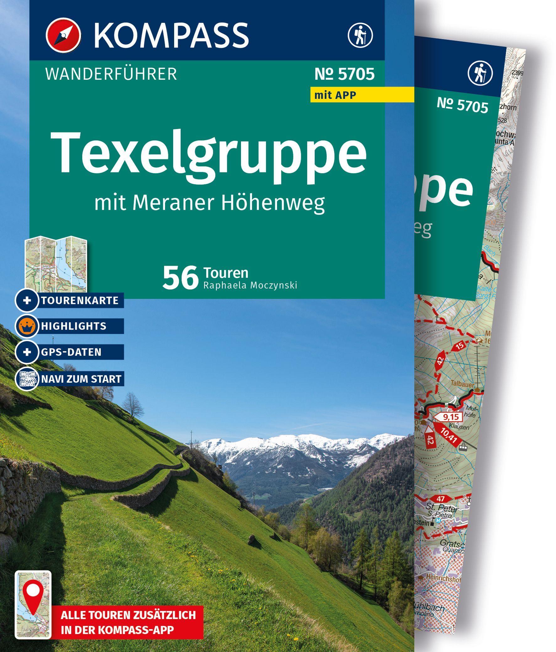 Vorderes Coverbild KOMPASS Wanderführer Texelgruppe mit Meraner Höhenweg, 56 Touren mit Extra-Tourenkarte