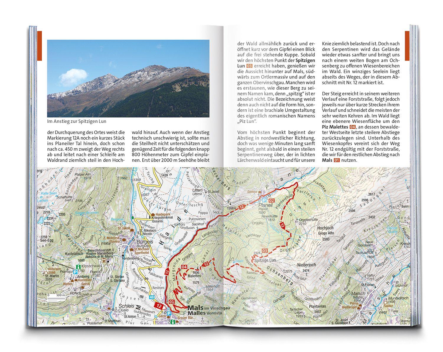 Beispielinhalt (Bild) KOMPASS Wanderführer Ortlergruppe und Vinschgau, 60 Touren mit Extra-Tourenkarte