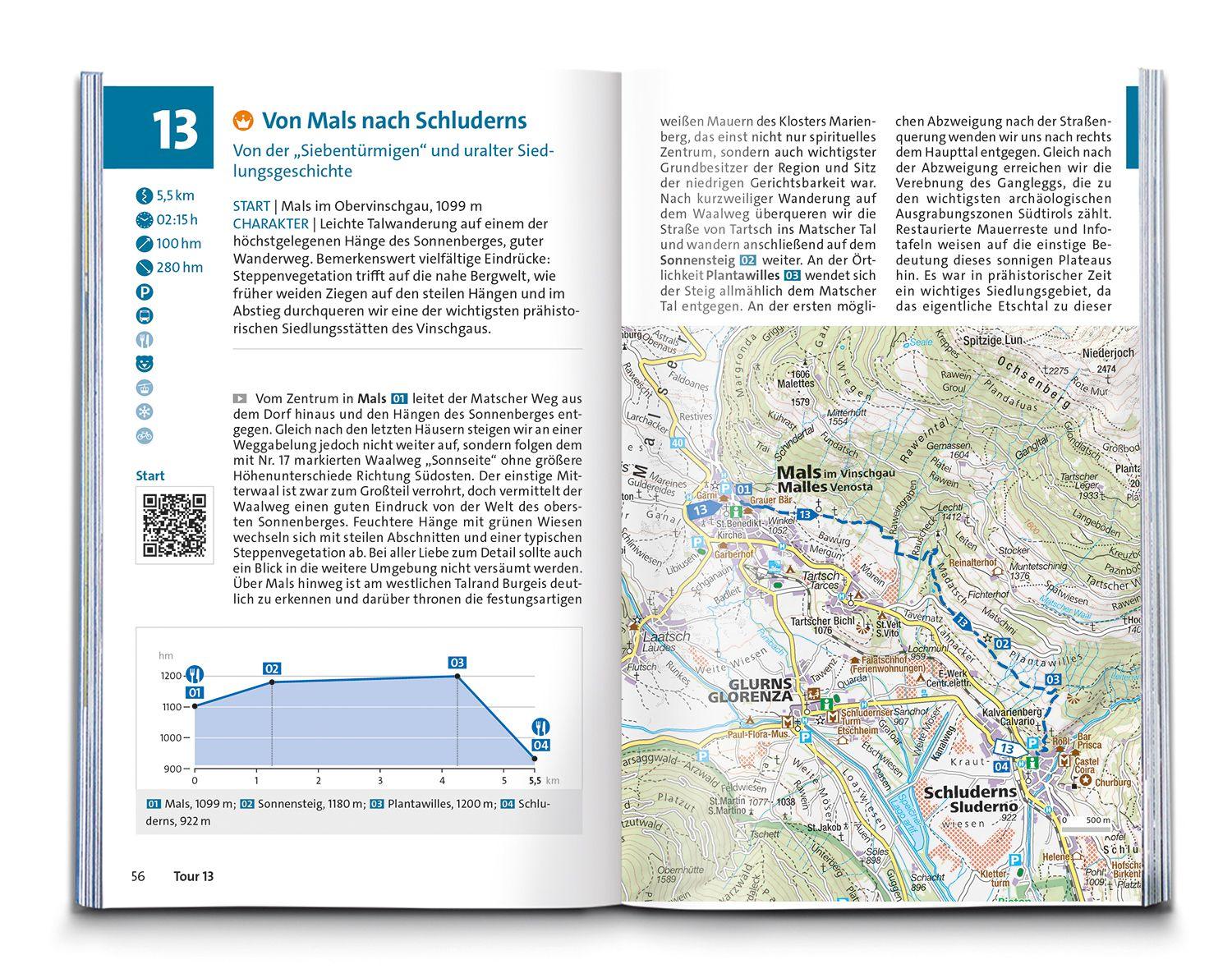 Beispielinhalt (Bild) KOMPASS Wanderführer Ortlergruppe und Vinschgau, 60 Touren mit Extra-Tourenkarte