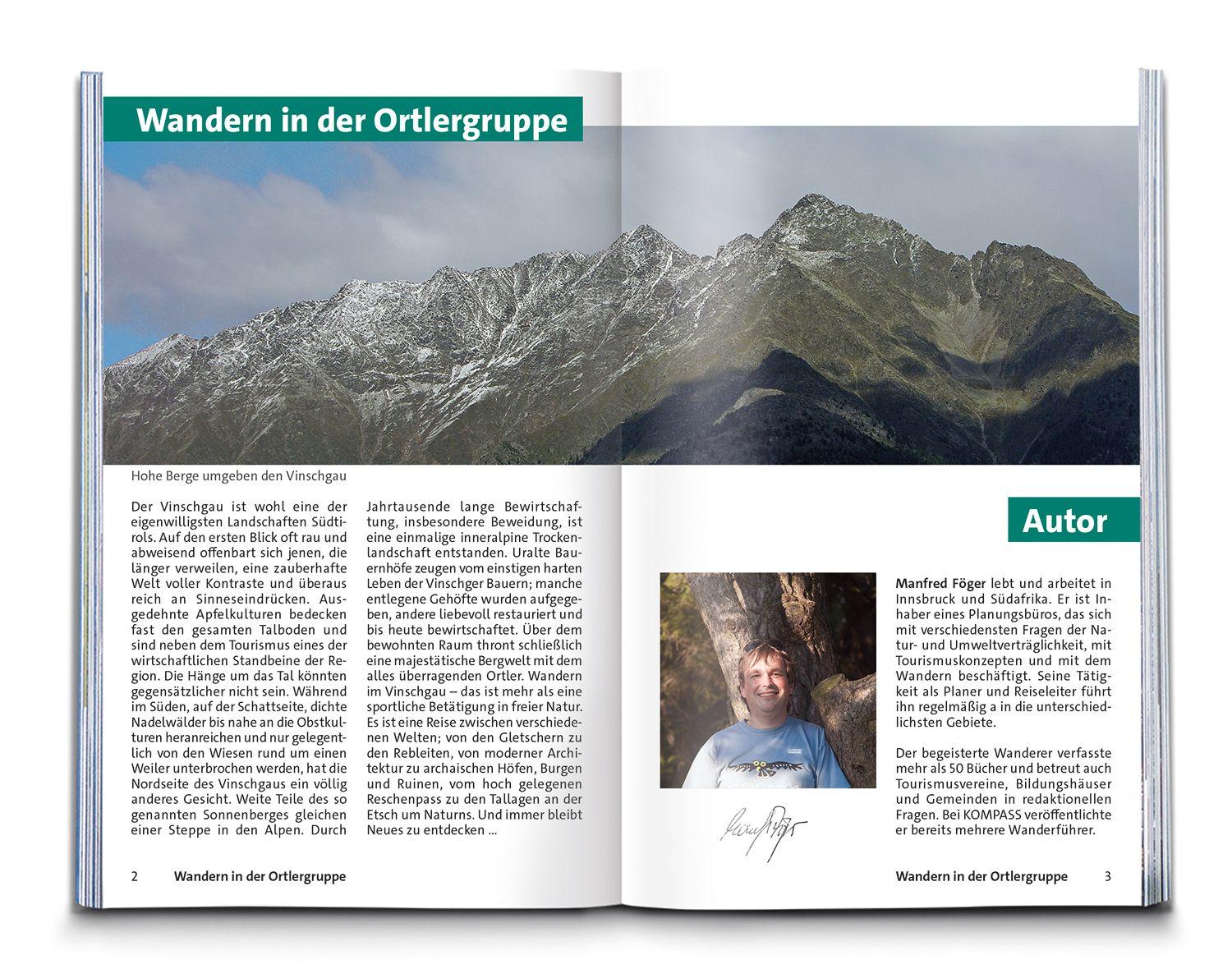 Beispielinhalt (Bild) KOMPASS Wanderführer Ortlergruppe und Vinschgau, 60 Touren mit Extra-Tourenkarte