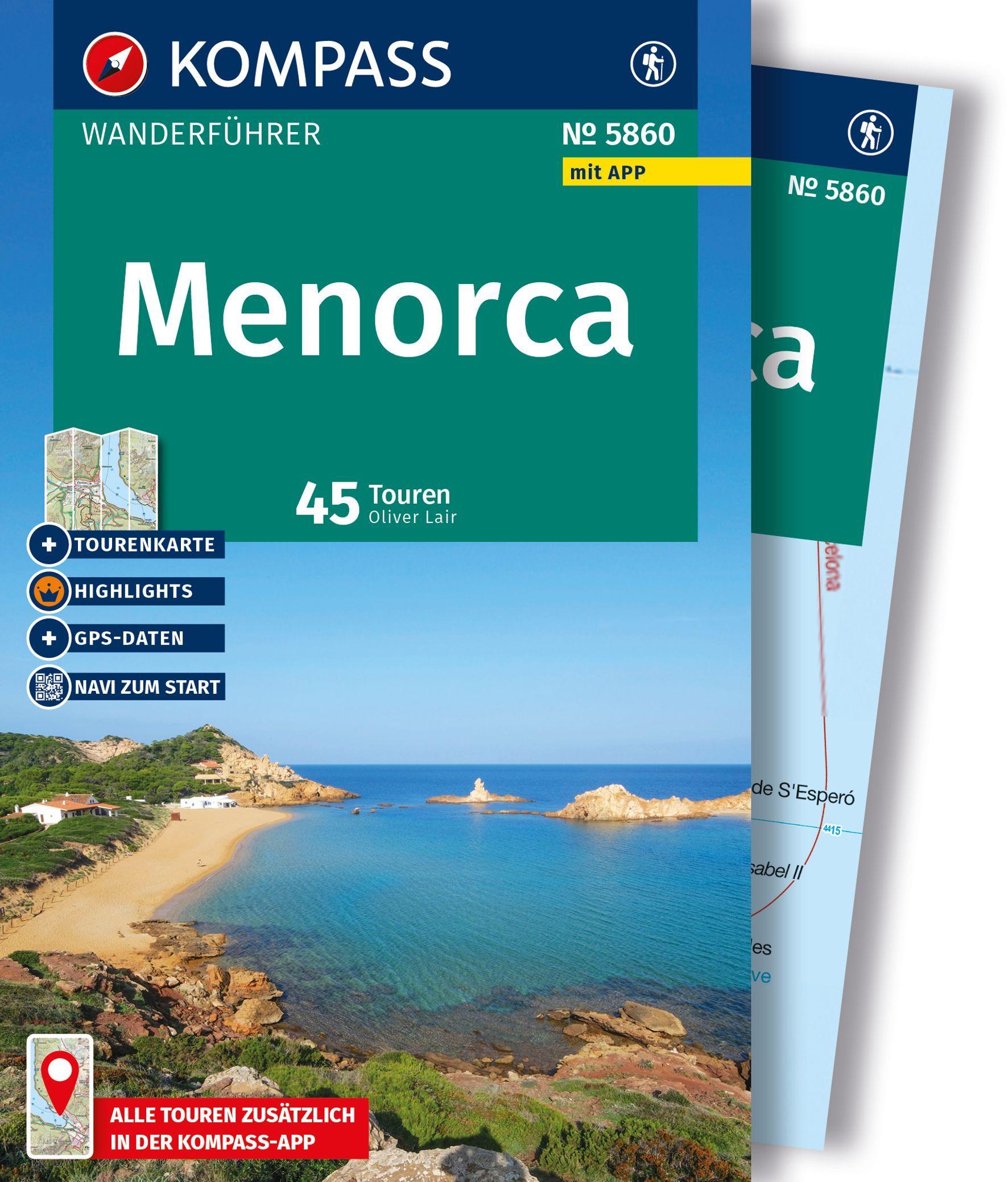 Vorderes Coverbild KOMPASS Wanderführer Menorca, 45 Touren mit Extra-Tourenkarte