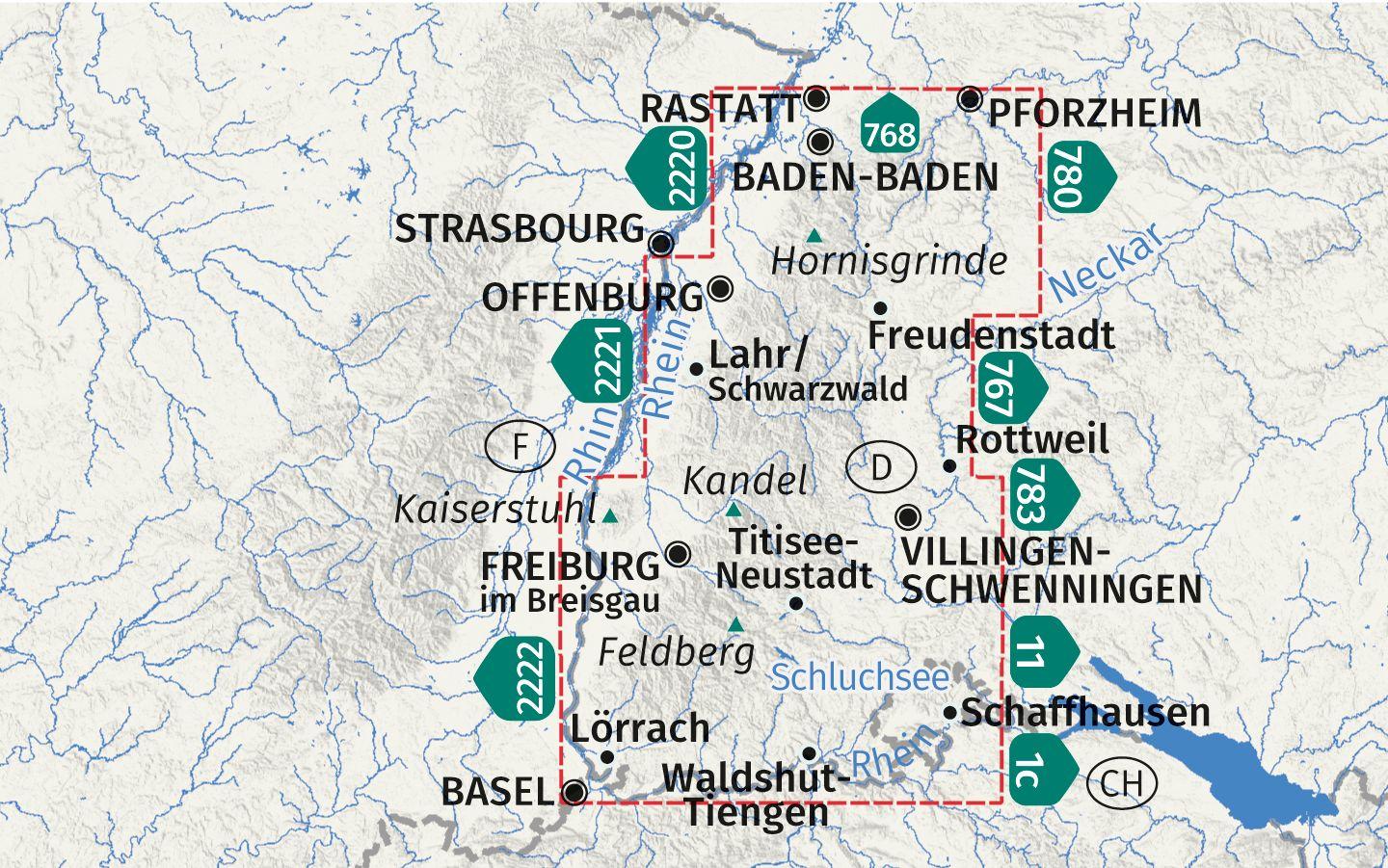 Beispielinhalt (Bild) KOMPASS Wanderkarten-Set 888 Schwarzwald Gesamt (4 Karten) 1:50.000