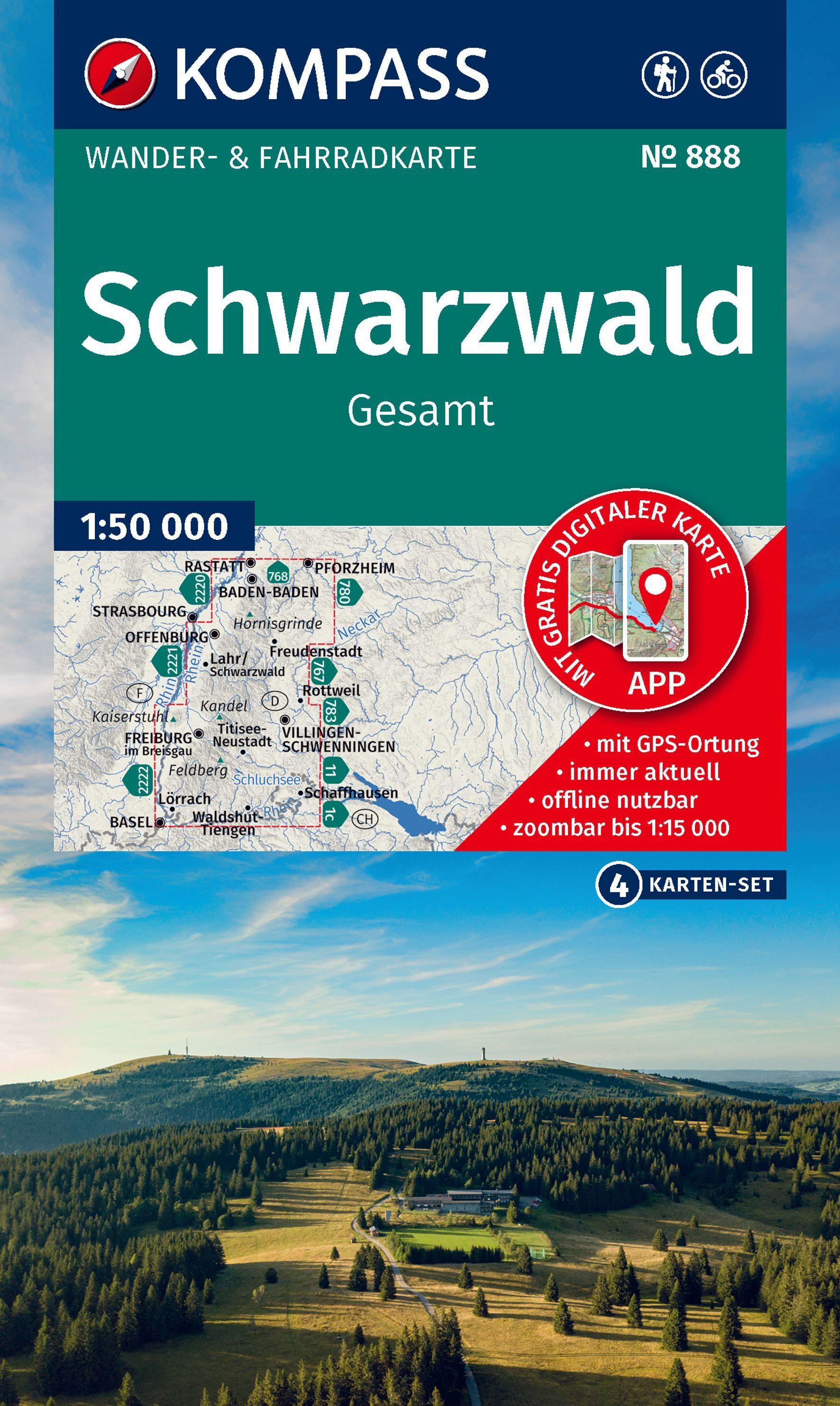 Vorderes Coverbild KOMPASS Wanderkarten-Set 888 Schwarzwald Gesamt (4 Karten) 1:50.000