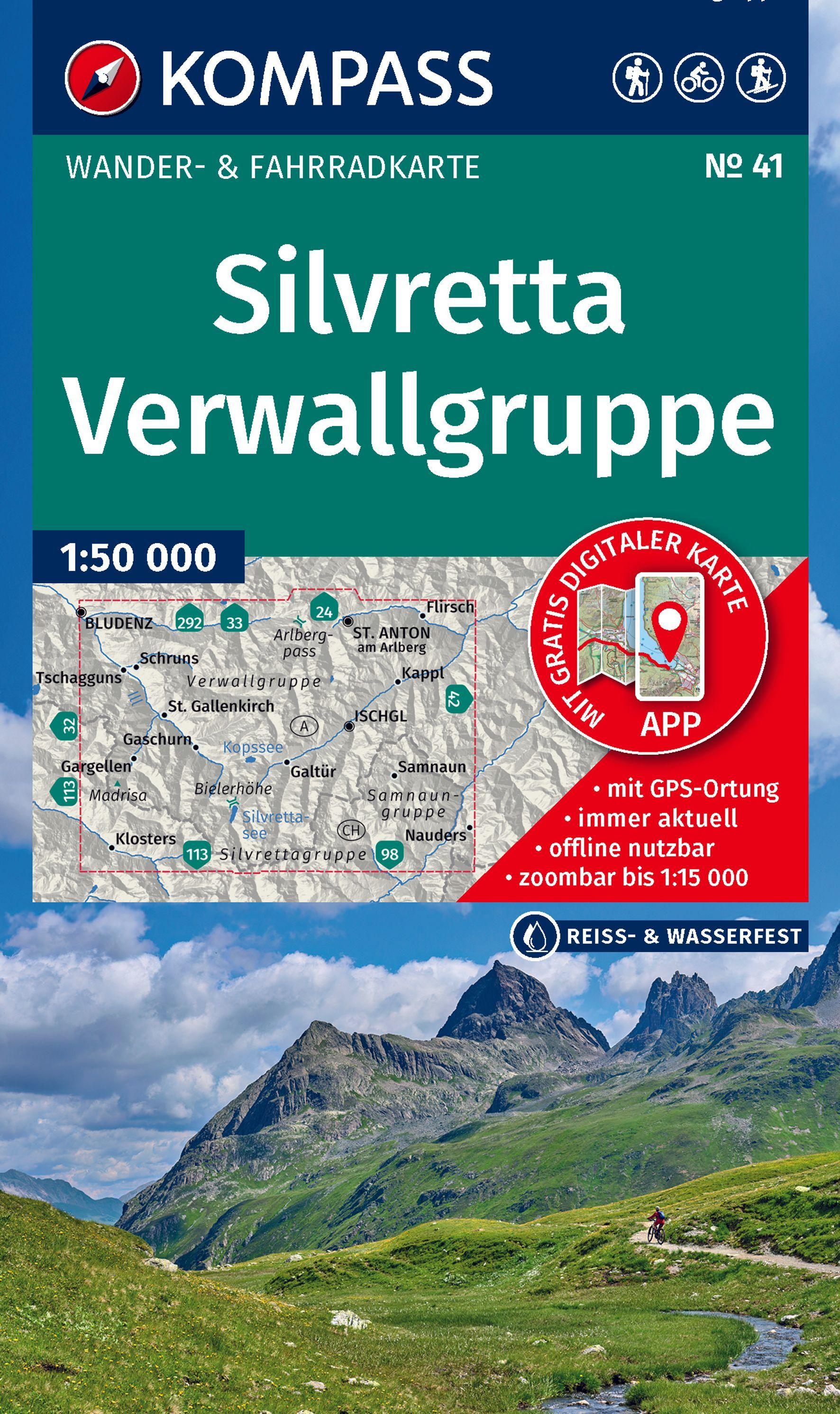 Vorderes Coverbild KOMPASS Wanderkarte 41 Silvretta, Verwallgruppe 1:50.000