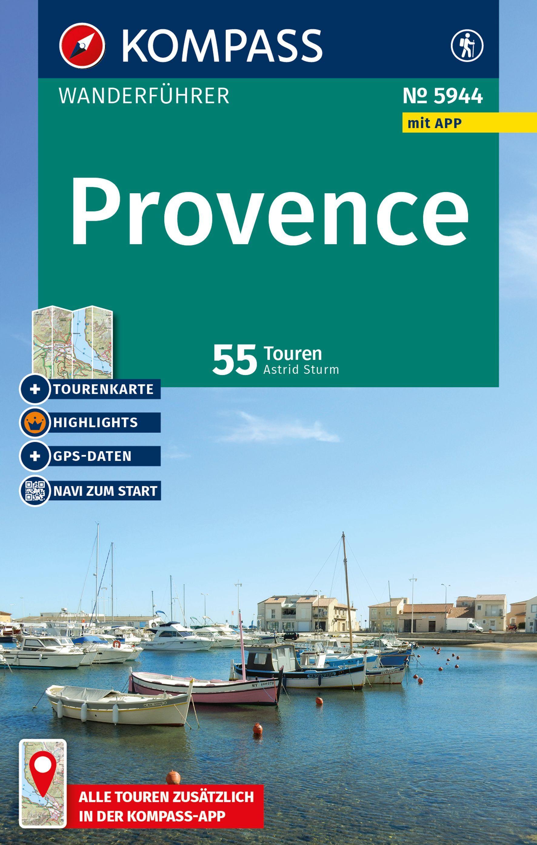Vorderes Coverbild KOMPASS Wanderführer Provence, 55 Touren mit Extra-Tourenkarte