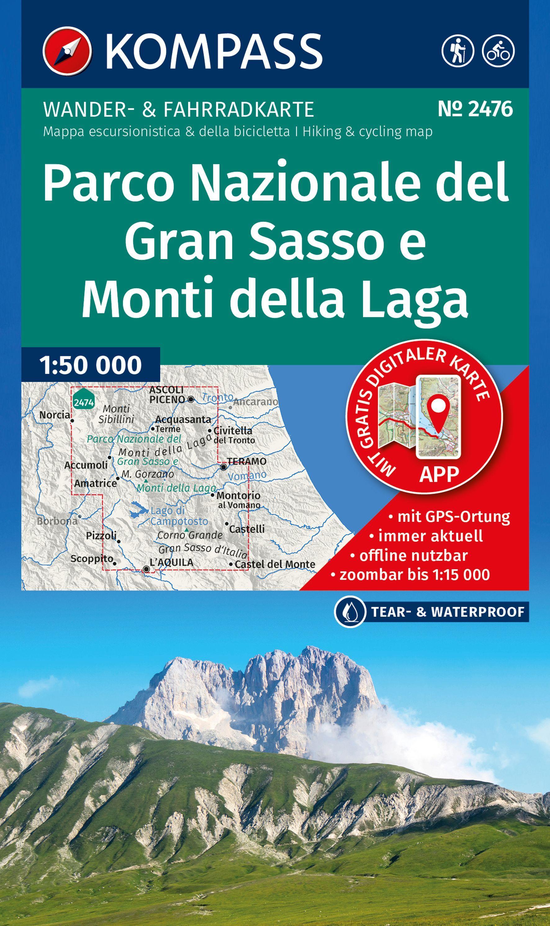 Vorderes Coverbild KOMPASS Wanderkarte 2476 Parco Nazionale del Gran Sasso e Monti della Laga 1:50.000