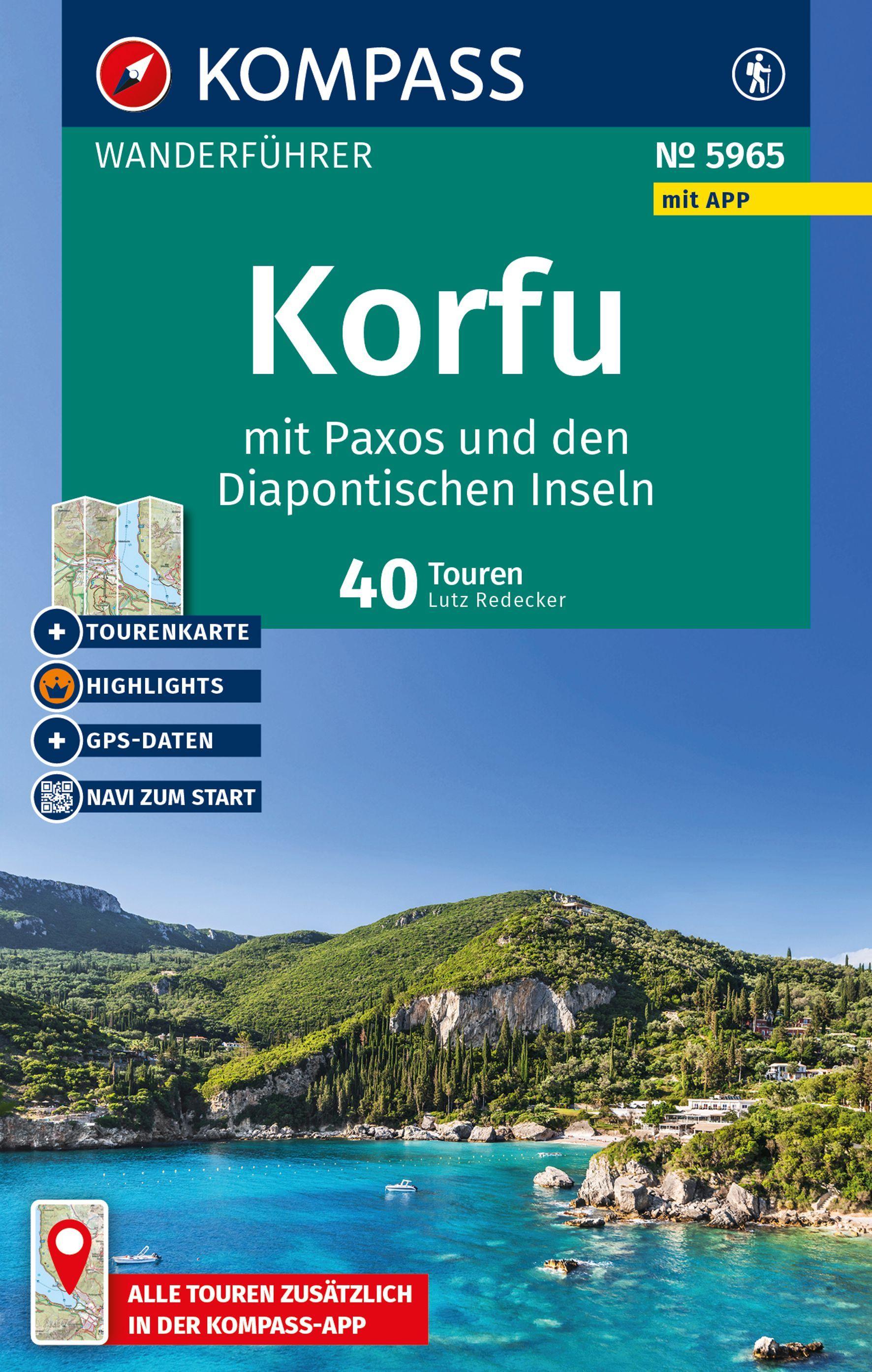 Vorderes Coverbild KOMPASS Wanderführer Korfu mit Paxos und den Diapontischen Inseln, 40 Touren mit Extra-Tourenkarte