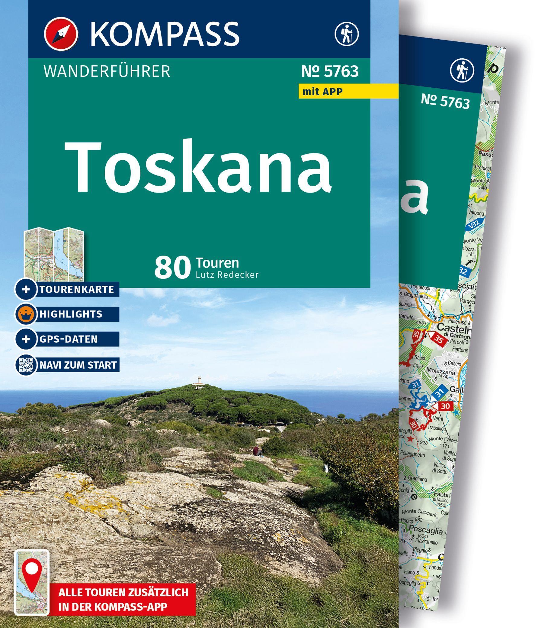 Vorderes Coverbild KOMPASS Wanderführer Toskana, 80 Touren mit Extra-Tourenkarte