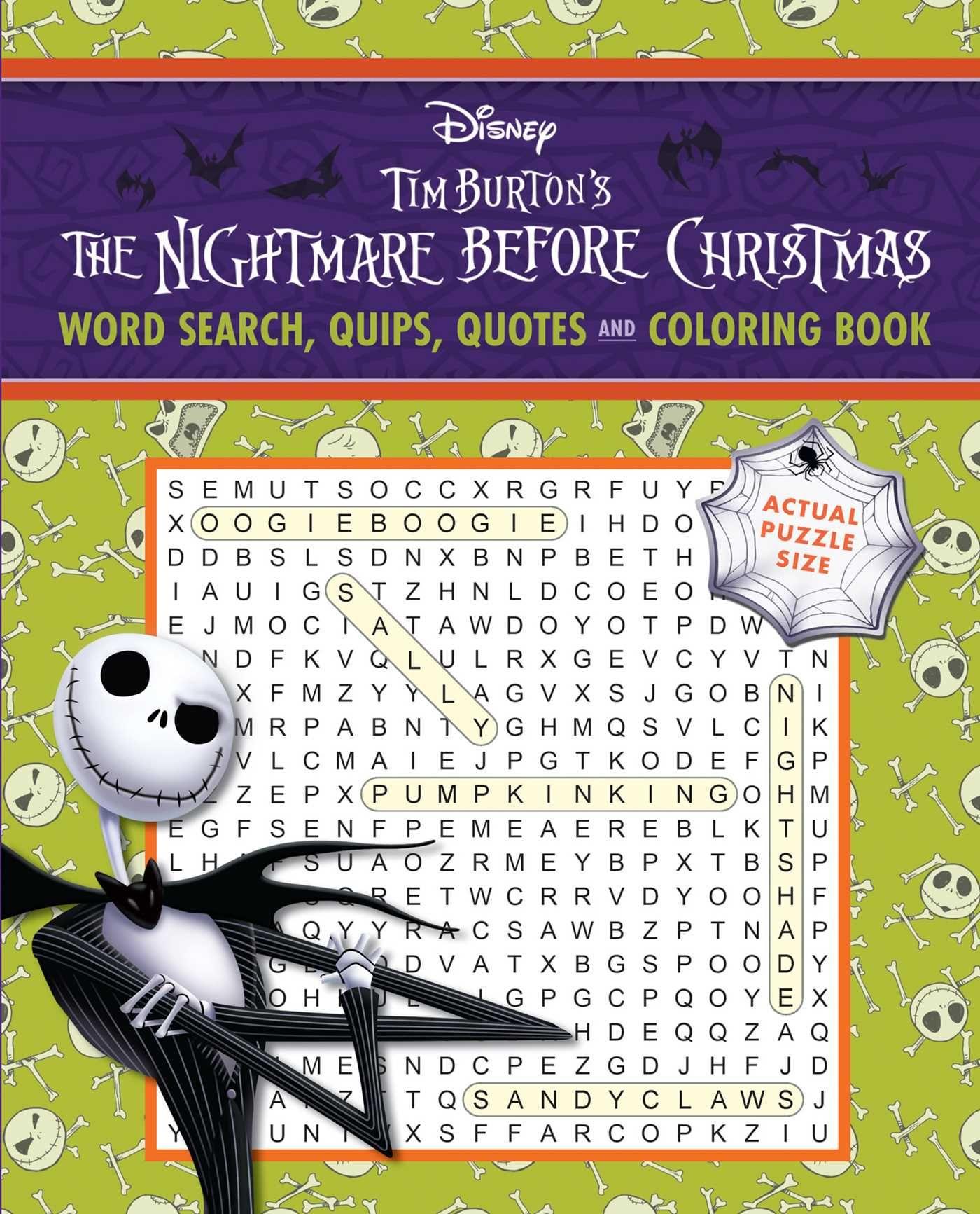 Vorderes Coverbild Disney Tim Burton's the Nightmare Before Christmas Word Search, Quips, Quotes and Coloring Book