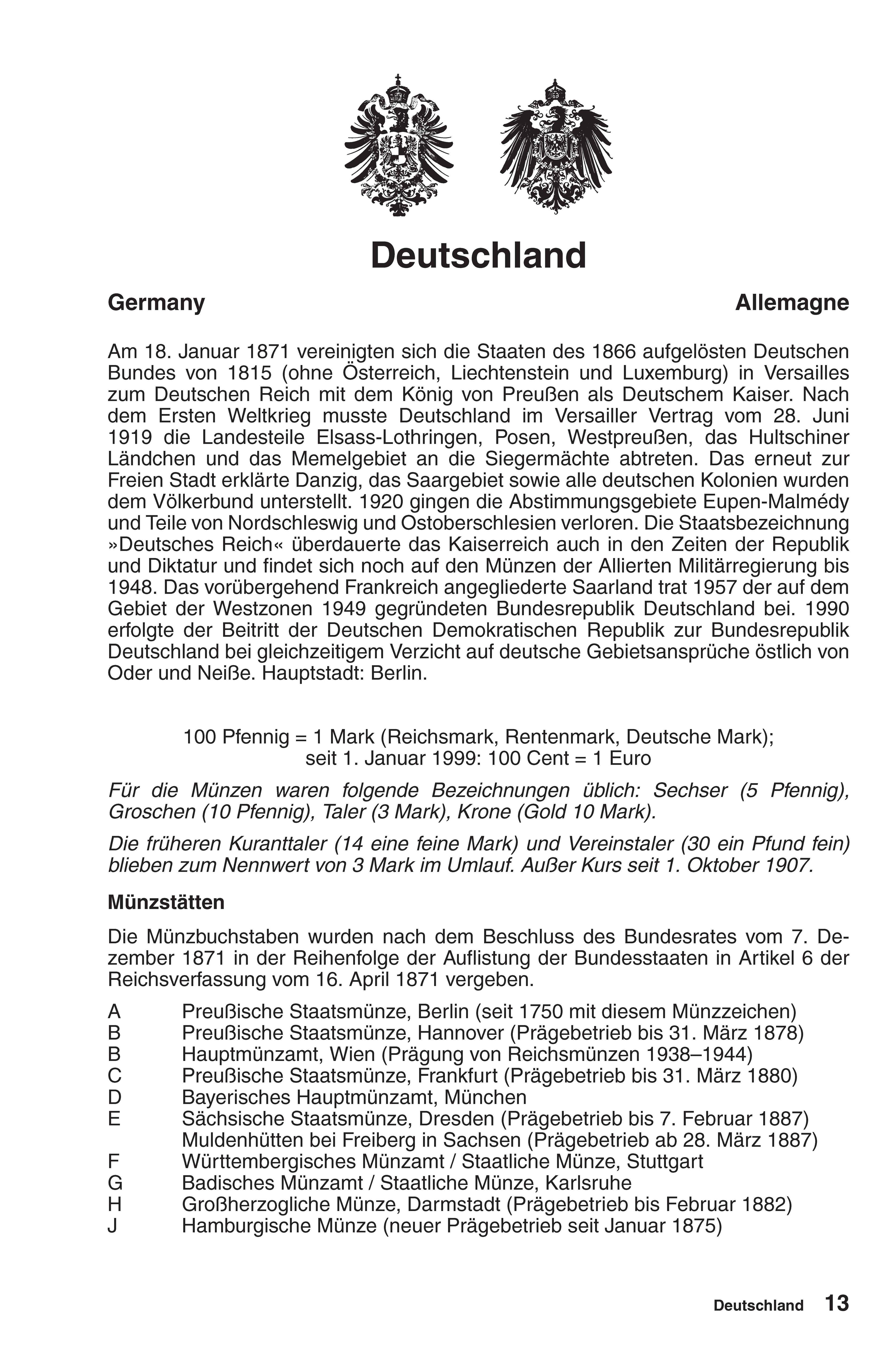 Beispielinhalt (Bild) Kleiner deutscher Münzkatalog