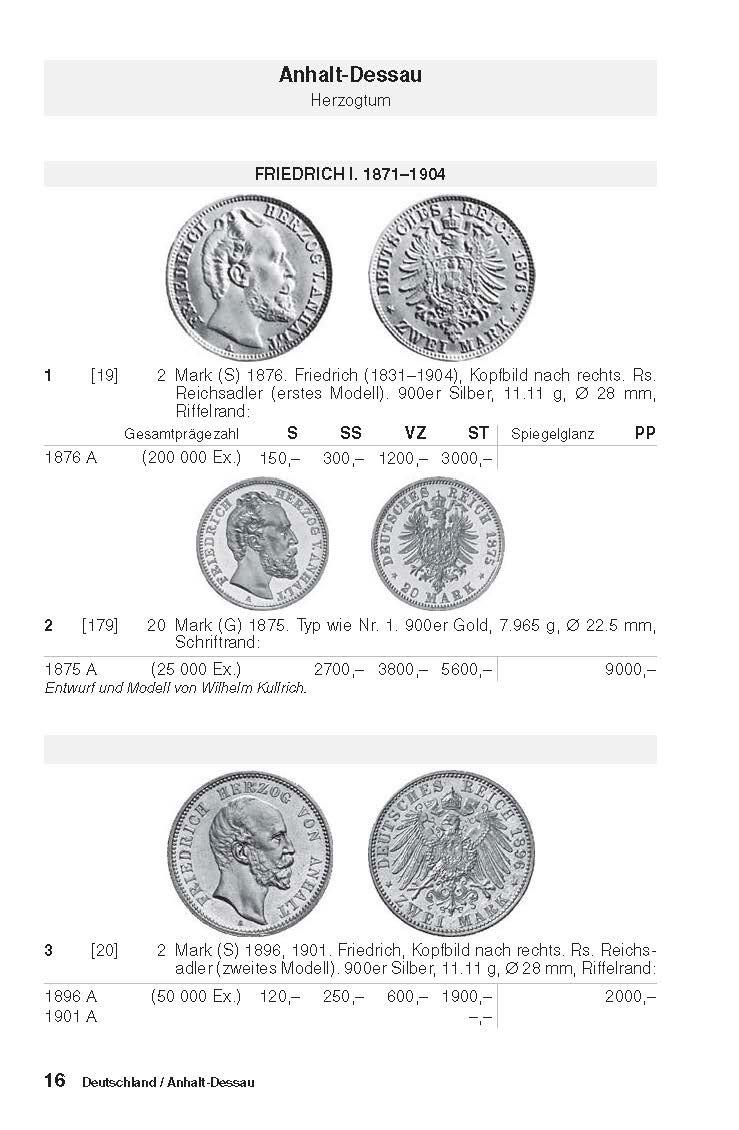 Beispielinhalt (Bild) Kleiner deutscher Münzkatalog