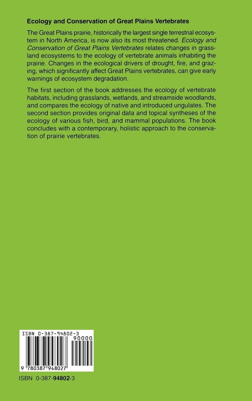 Rückseitencover Ecology and Conservation of Great Plains Vertebrates