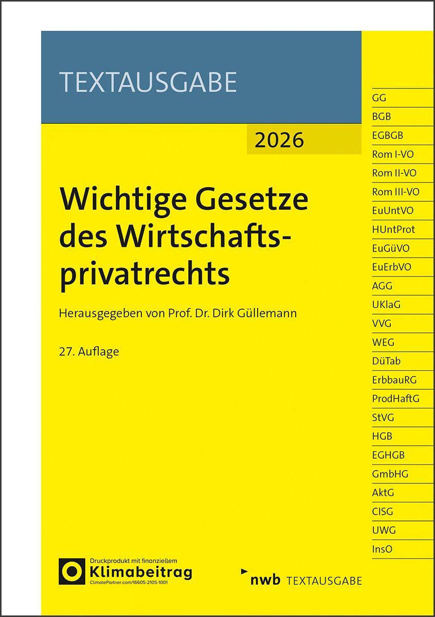 Vorderes Coverbild Wichtige Gesetze des Wirtschaftsprivatrechts