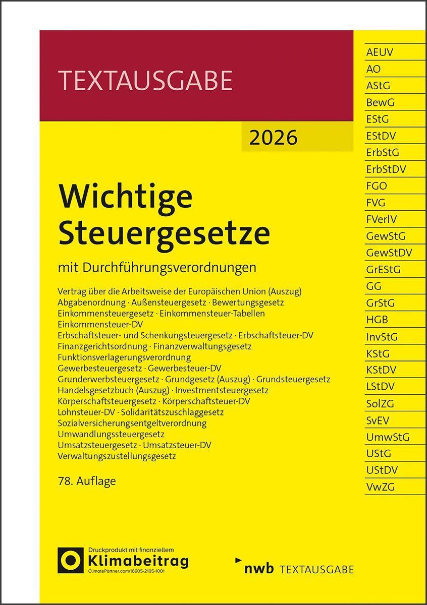Vorderes Coverbild Wichtige Steuergesetze