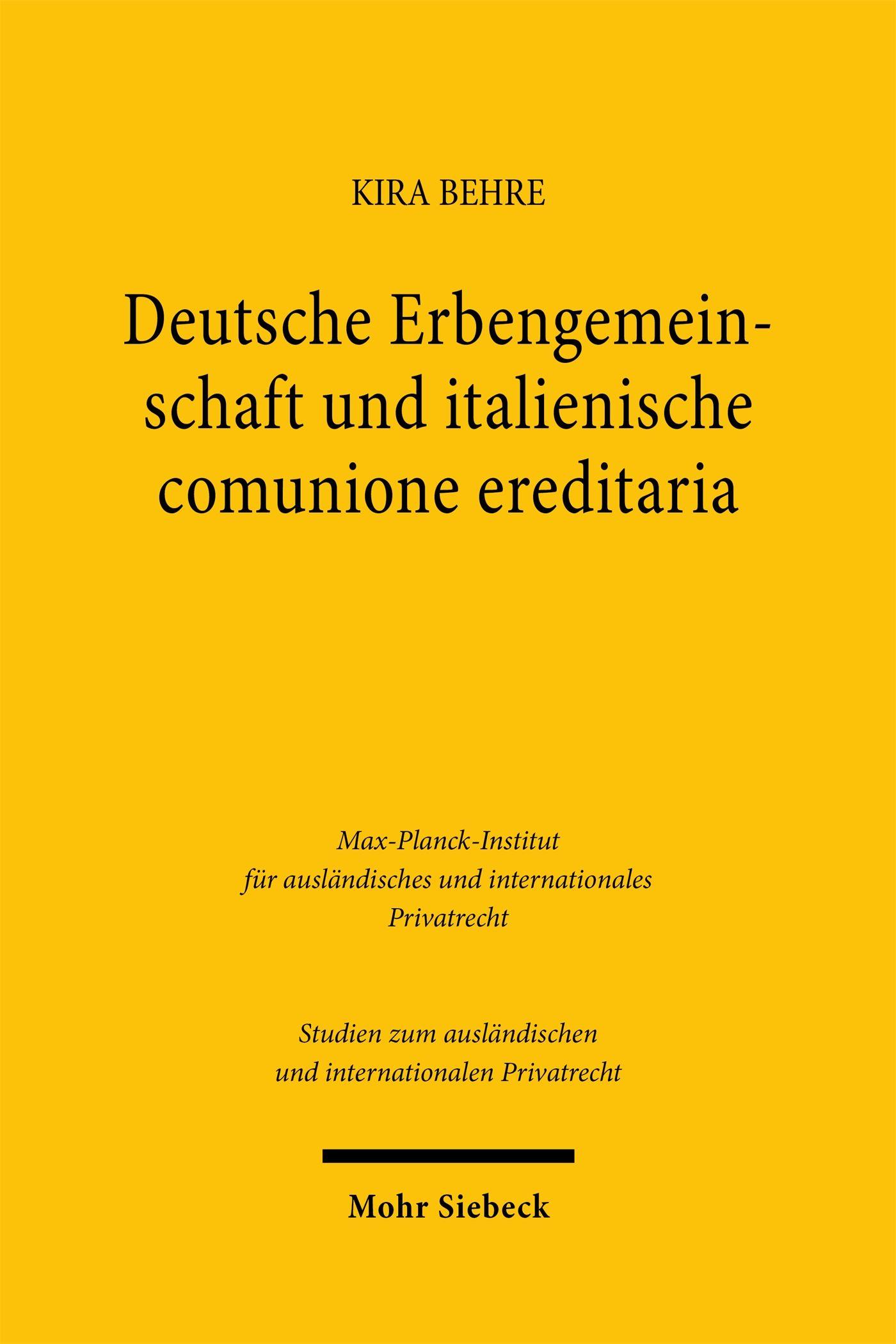 Vorderes Coverbild Deutsche Erbengemeinschaft und italienische comunione ereditaria