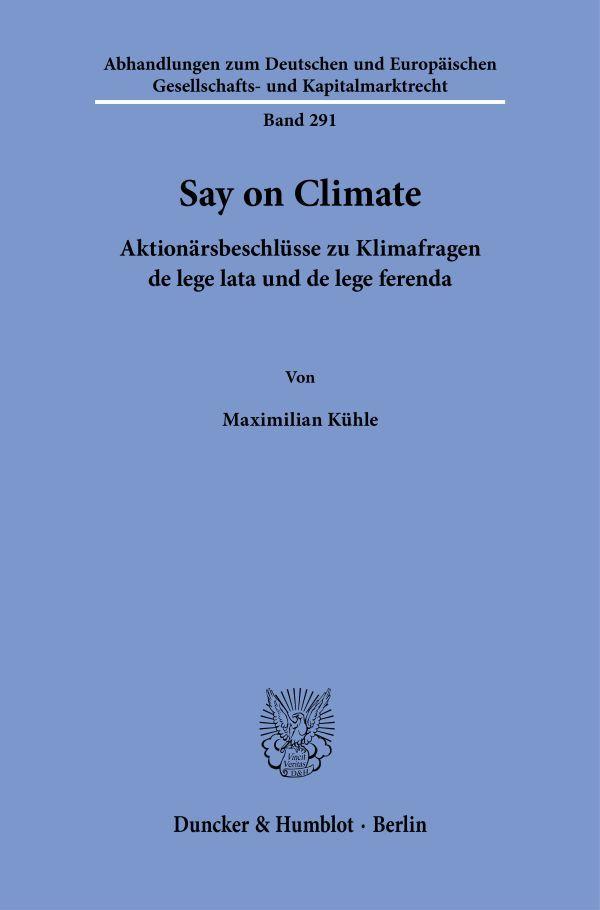 Vorderes Coverbild Say on Climate