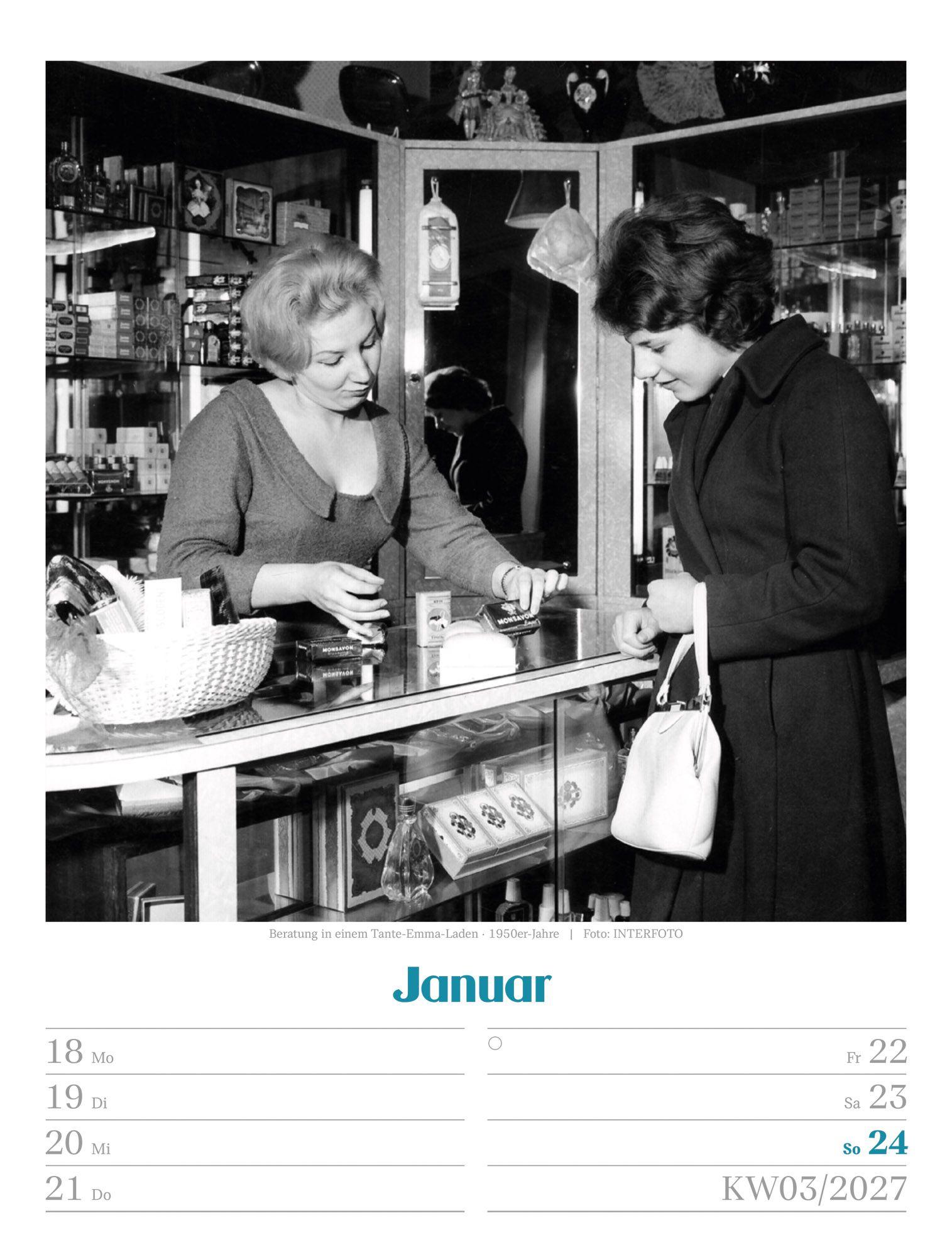 Beispielinhalt (Bild) Die gute alte Zeit Wochenplaner Kalender 2027