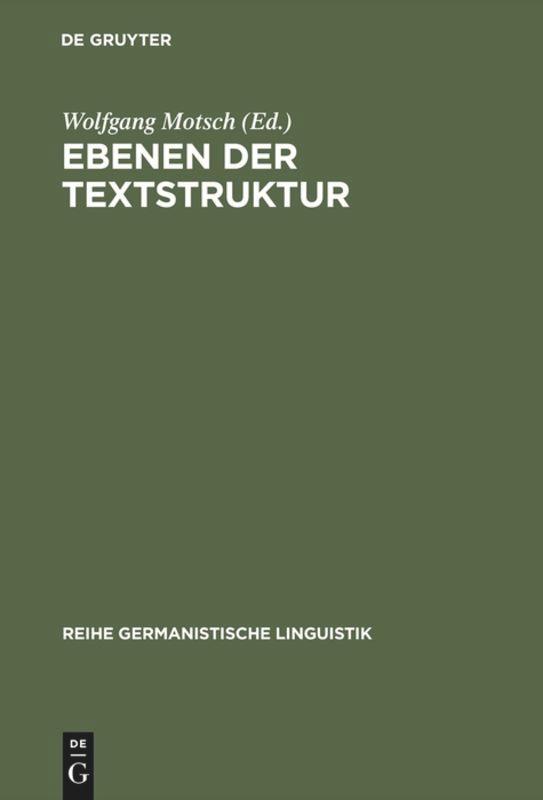 Vorderes Coverbild Ebenen der Textstruktur