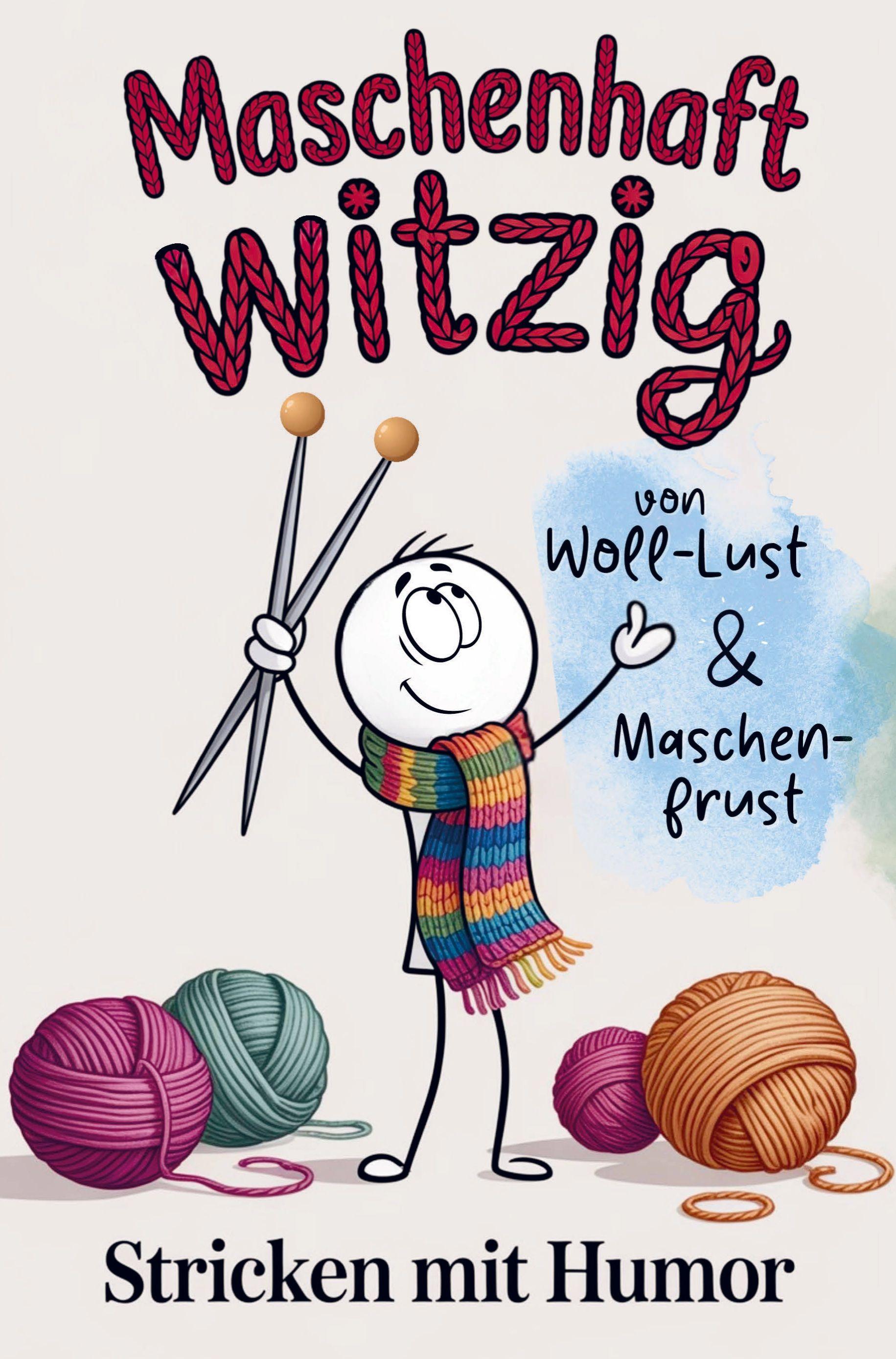 Vorderes Coverbild Maschenhaft witzig: von Woll-Lust & Maschenfrust | Stricken mit Humor | lustiges Geschenk für Strickfans