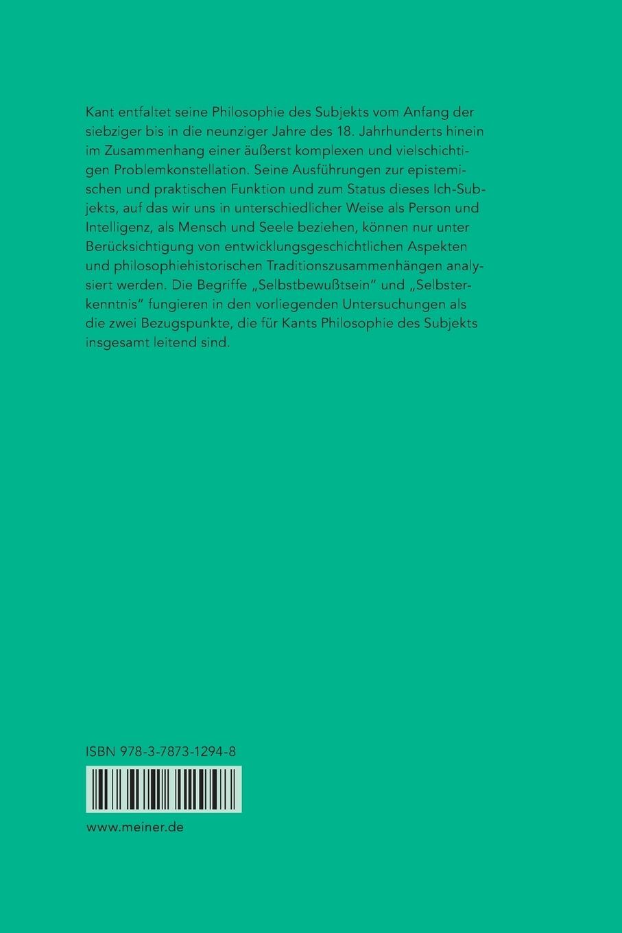 Rückseitencover Kants Philosophie des Subjekts