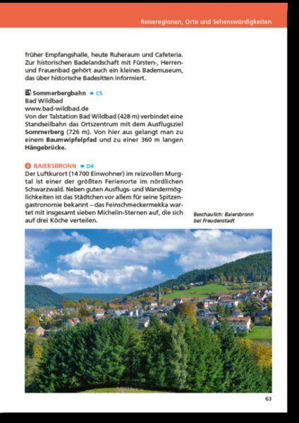 Beispielinhalt (Bild) Reiseführer Schwarzwald. Regioführer inklusive Ebook. Ausflugsziele, Sehenswürdigkeiten, Restaurants & Hotels uvm.