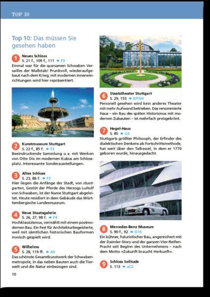 Beispielinhalt (Bild) Reiseführer Stuttgart. Stadtführer inklusive Ebook. Ausflugsziele, Sehenswürdigkeiten, Restaurant & Hotels uvm.