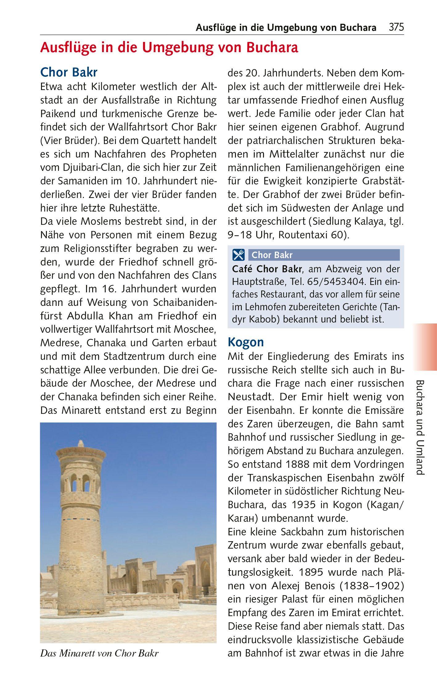 Beispielinhalt (Bild) TRESCHER Reiseführer Usbekistan