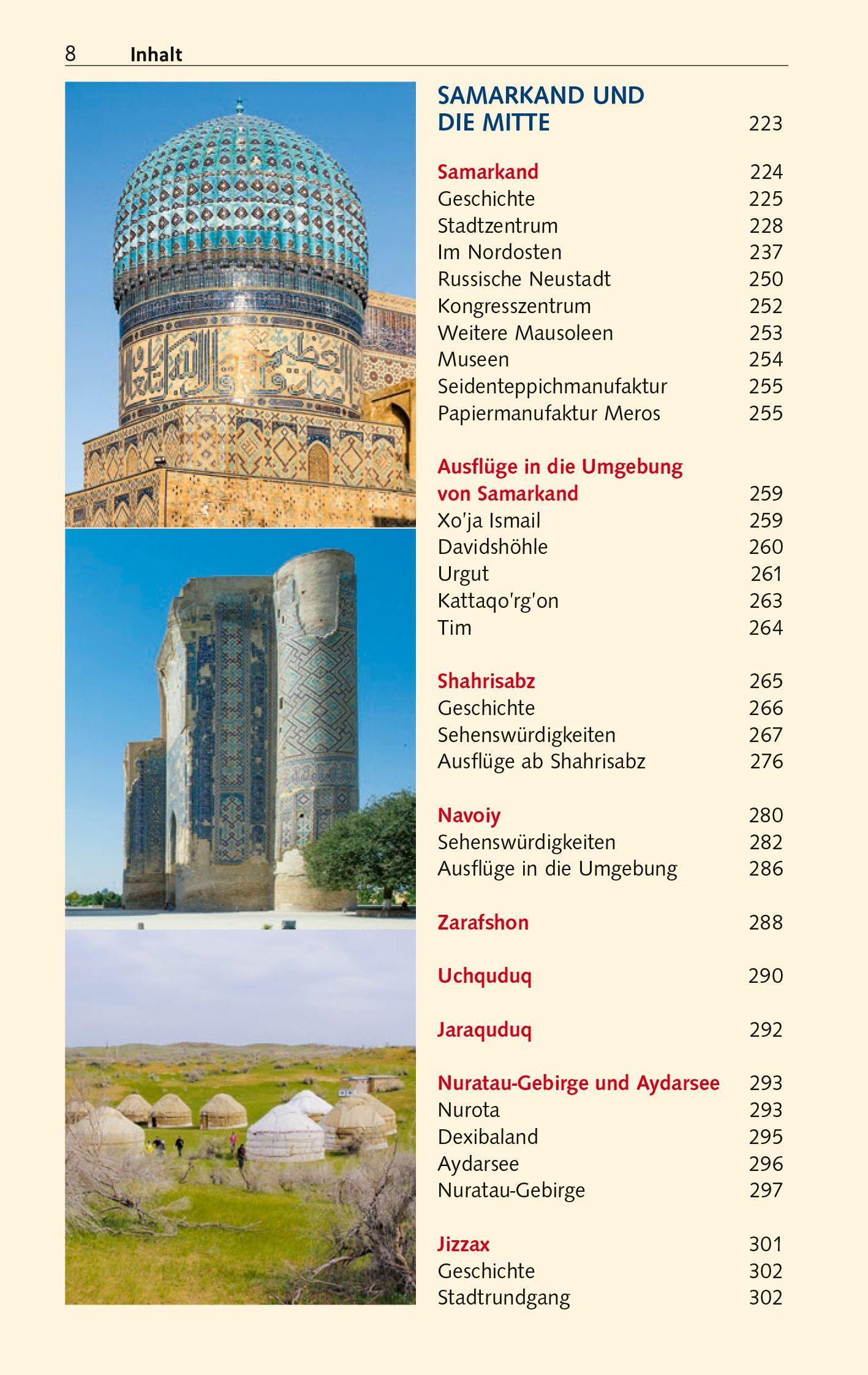 Beispielinhalt (Bild) TRESCHER Reiseführer Usbekistan