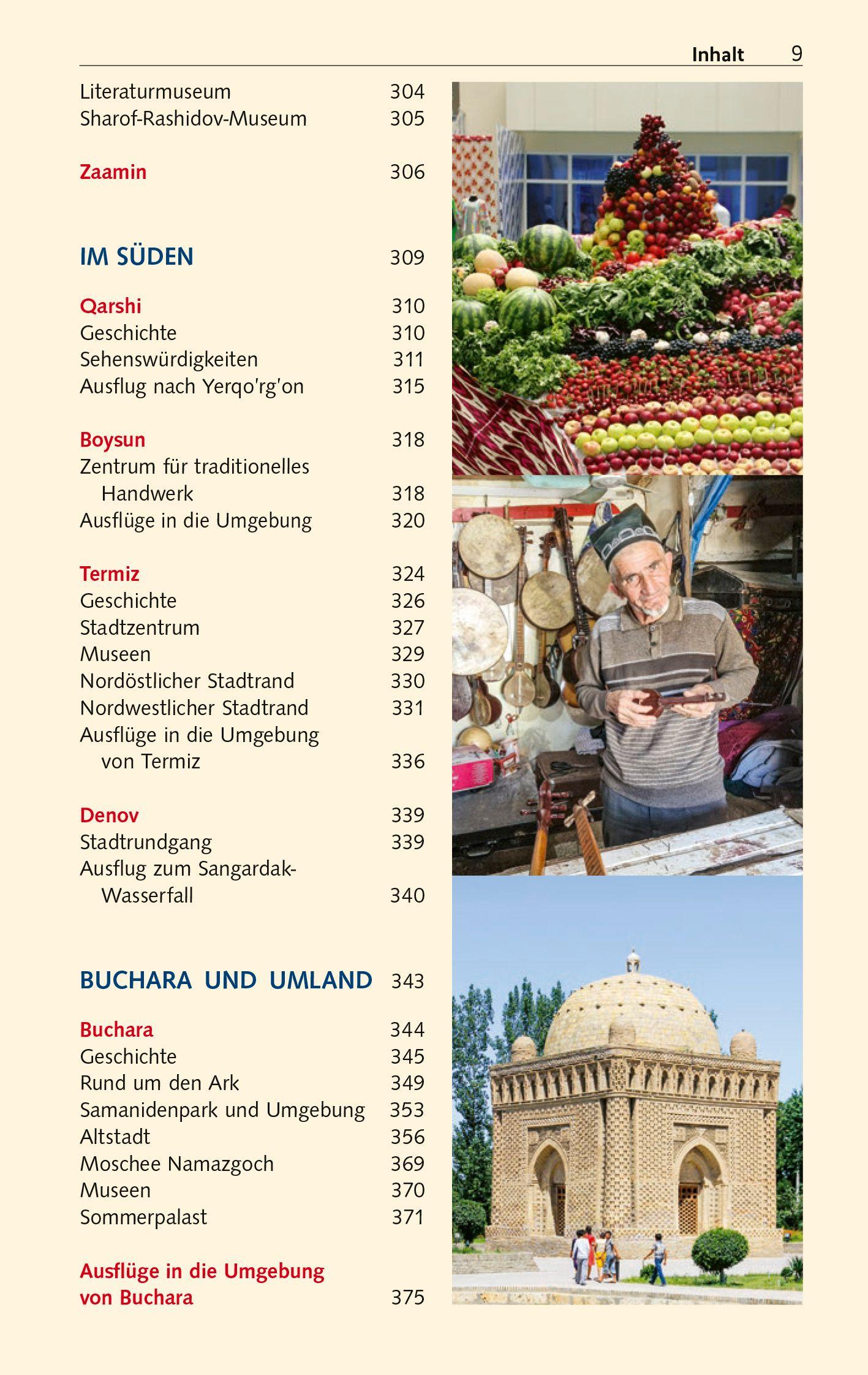 Beispielinhalt (Bild) TRESCHER Reiseführer Usbekistan