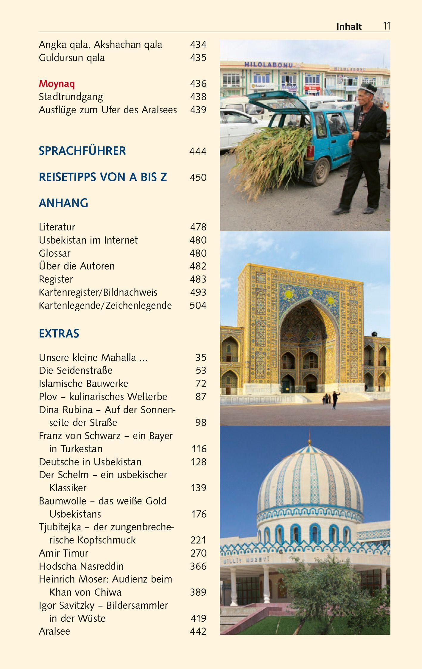 Beispielinhalt (Bild) TRESCHER Reiseführer Usbekistan