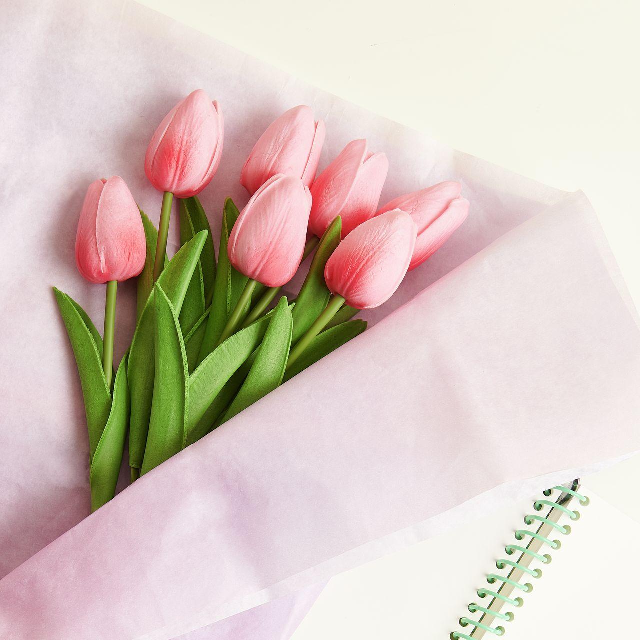 Beispielinhalt (Bild) Tulpenstrauß Pink mit 7 Blüten 33,5cm