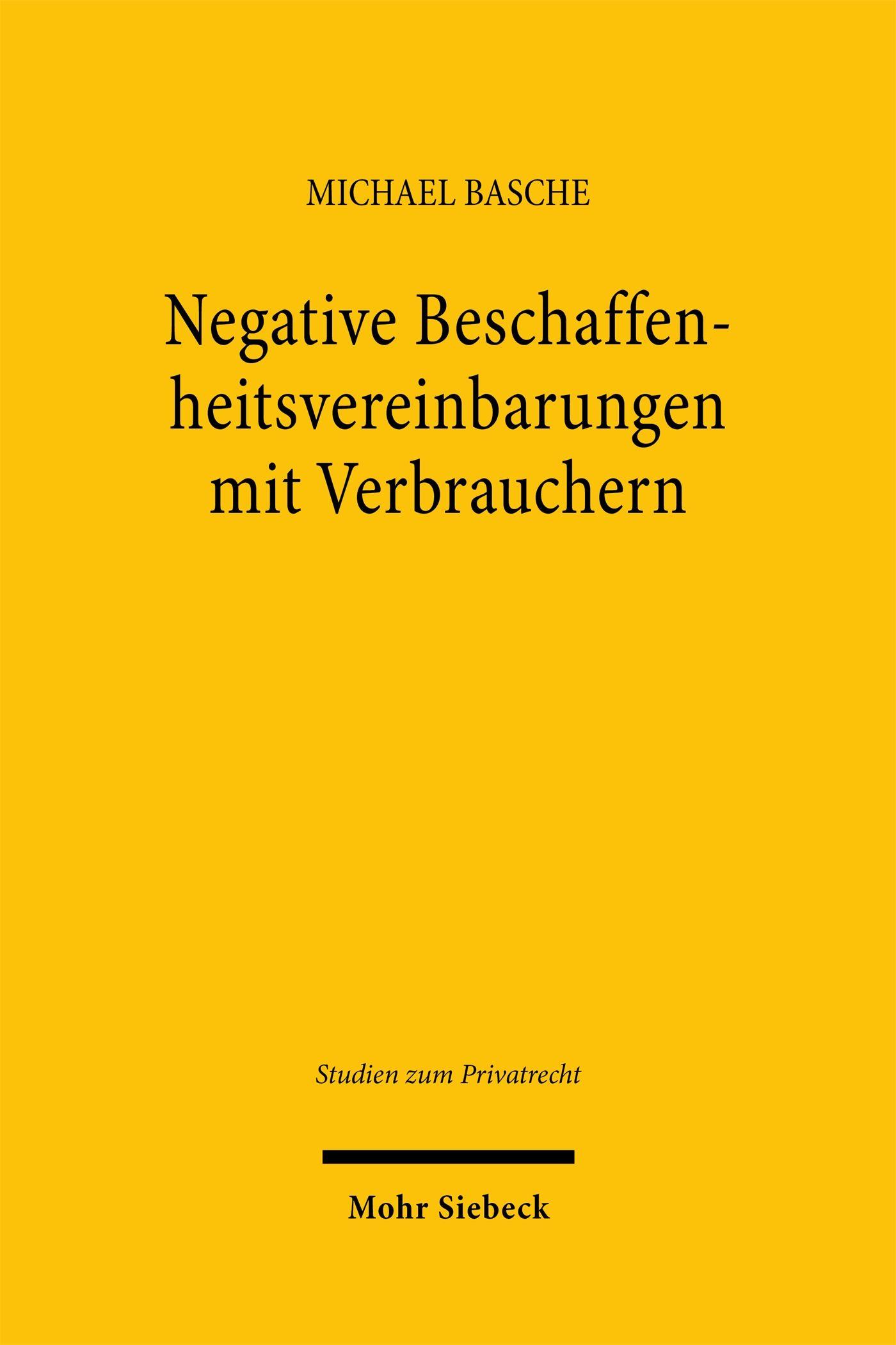 Vorderes Coverbild Negative Beschaffenheitsvereinbarungen mit Verbrauchern
