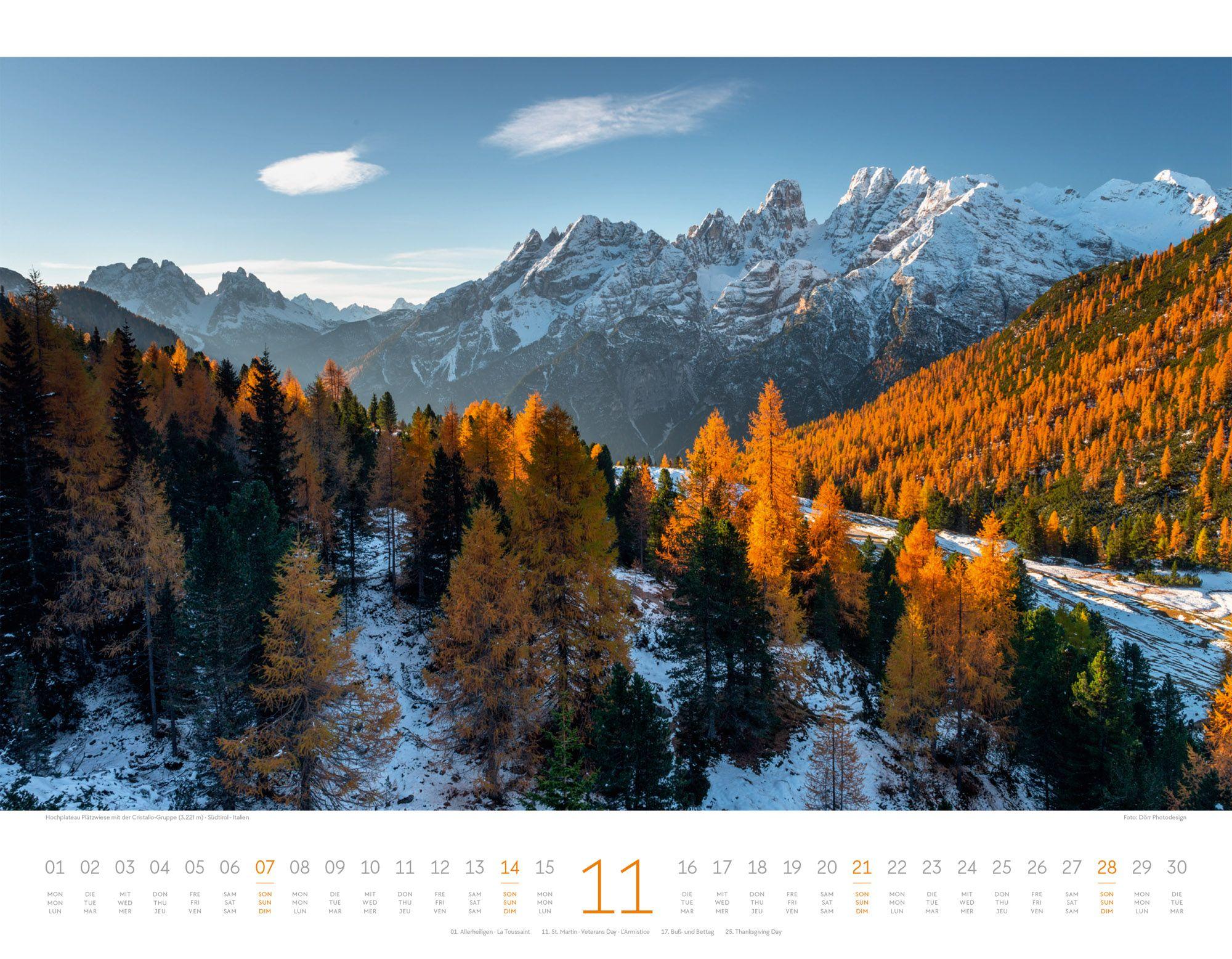 Beispielinhalt (Bild) Bergwelt Dolomiten Kalender 2027