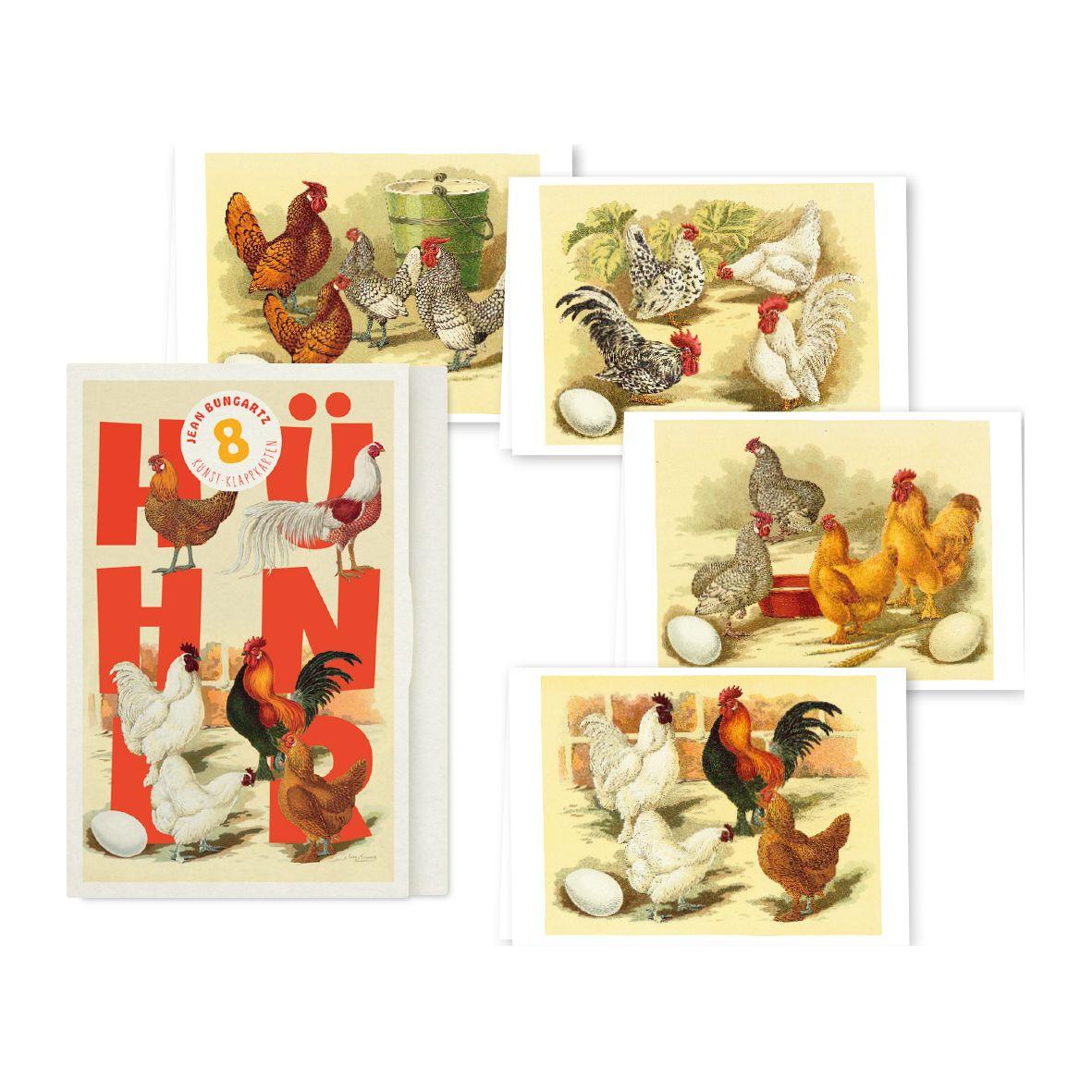 Vorderes Coverbild Hühner - Acht Kunst-Klappkarten
