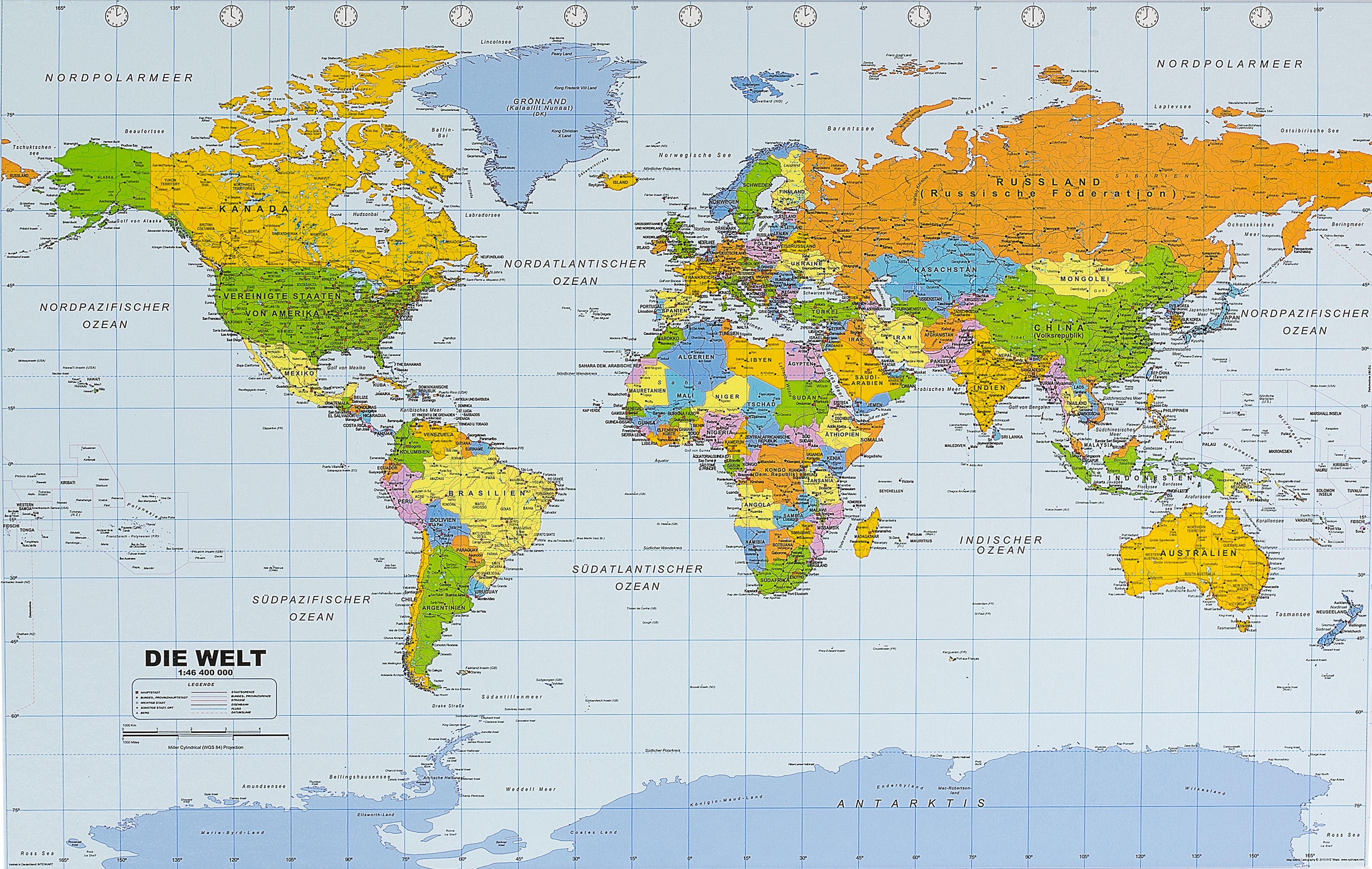 Vorderes Coverbild Politische Weltkarte in deutsch als Poster, ca. 90x61cm