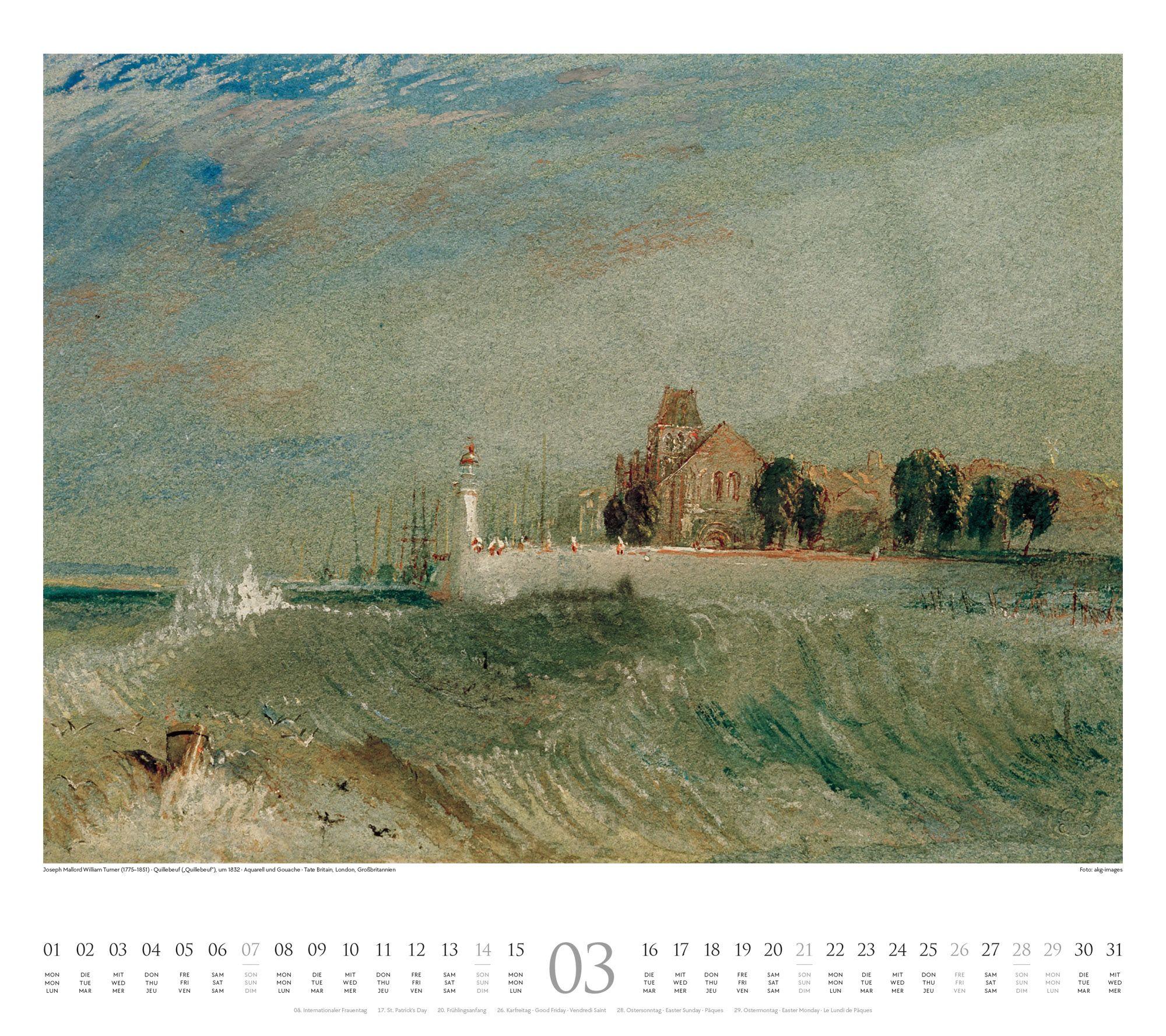 Beispielinhalt (Bild) William Turner Kalender 2027