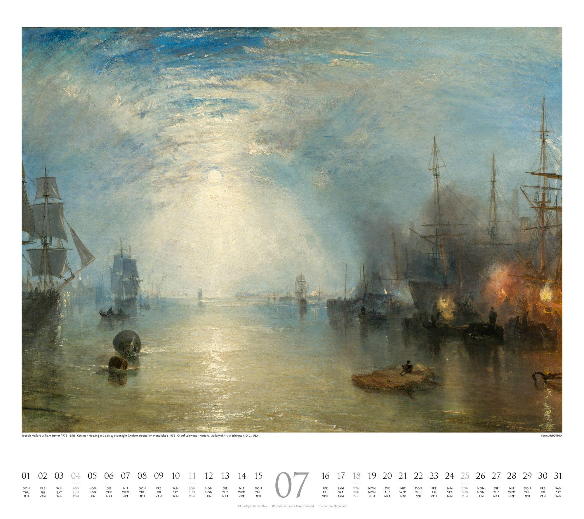 Beispielinhalt (Bild) William Turner Kalender 2027
