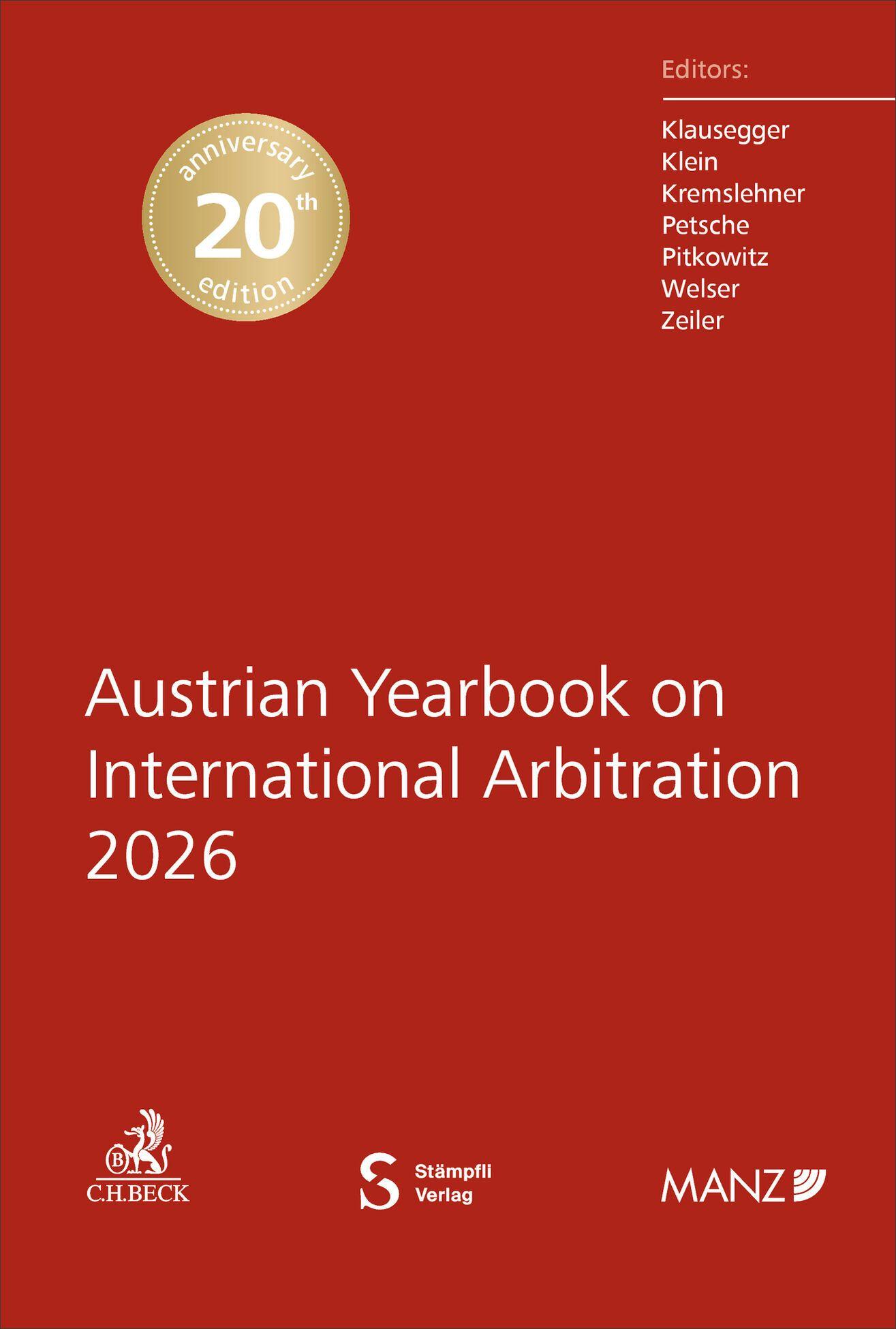 Vorderes Coverbild Austrian Yearbook on International Arbitration 2026