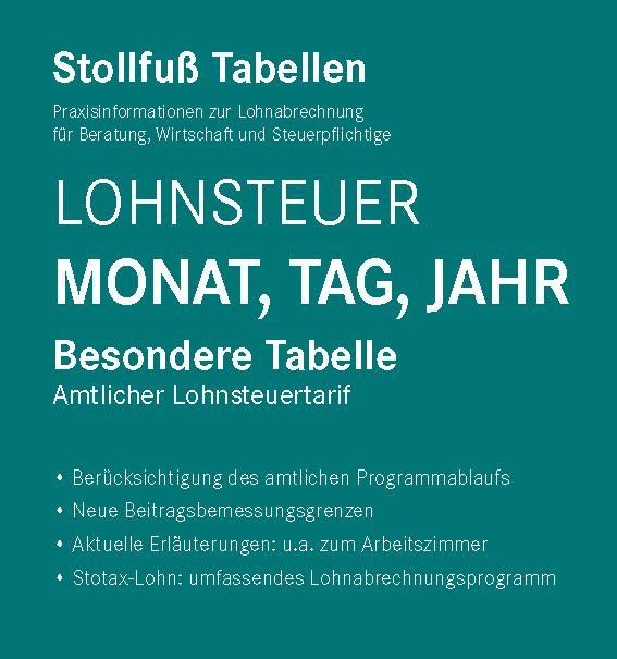 Vorderes Coverbild Tabelle, Lohnsteuer 2026 Monat, Tag, Jahr