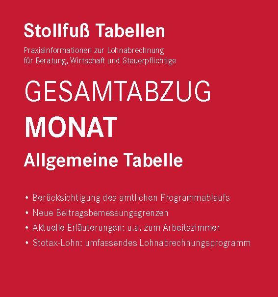 Vorderes Coverbild Tabelle, Gesamtabzug 2026 Monat
