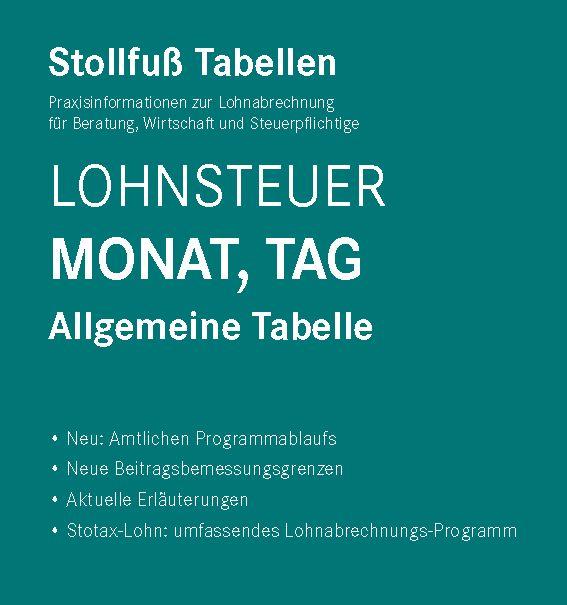 Vorderes Coverbild Tabelle, Lohnsteuer 2026 Monat, Tag