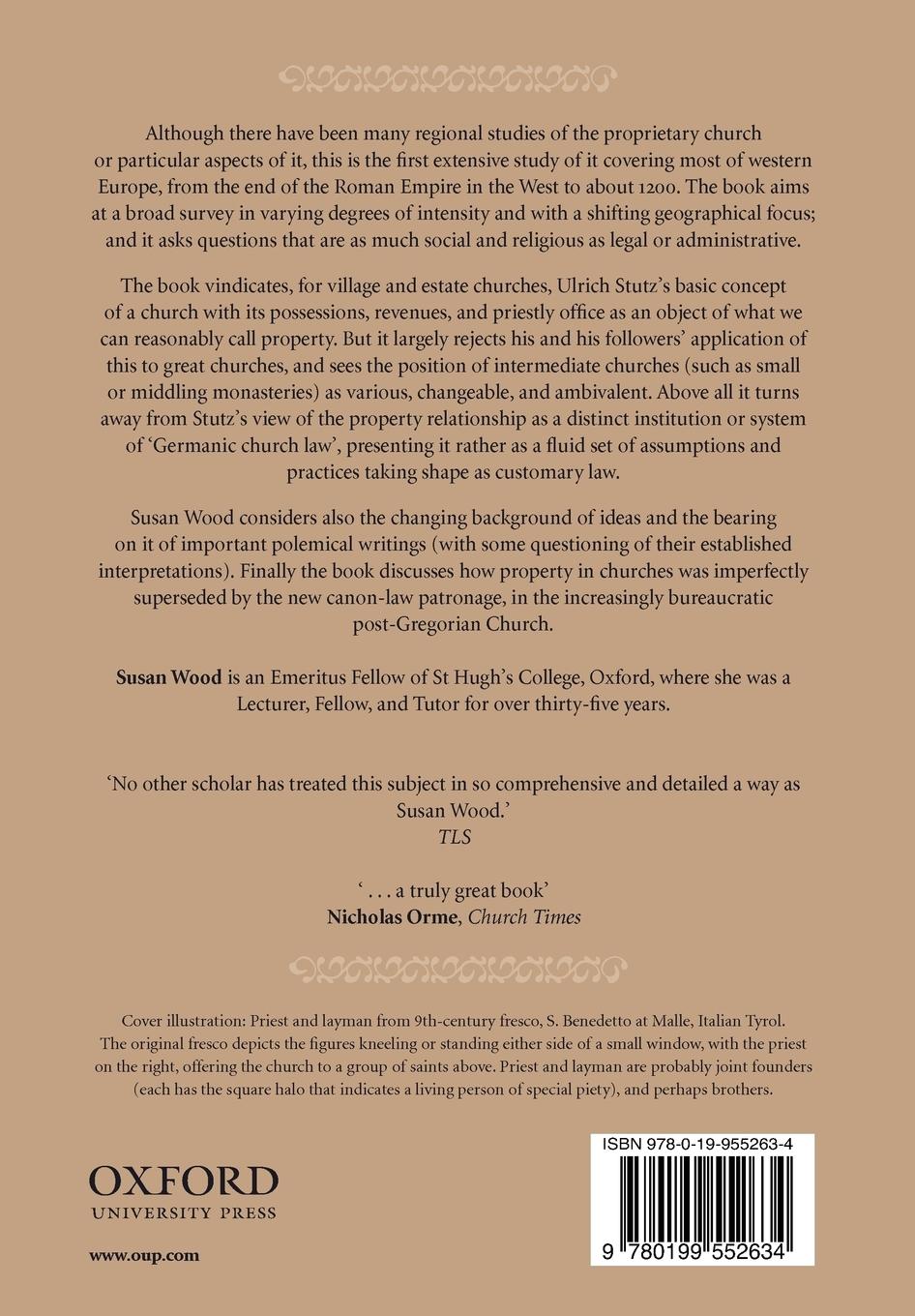 Rückseitencover The Proprietary Church in the Medieval West