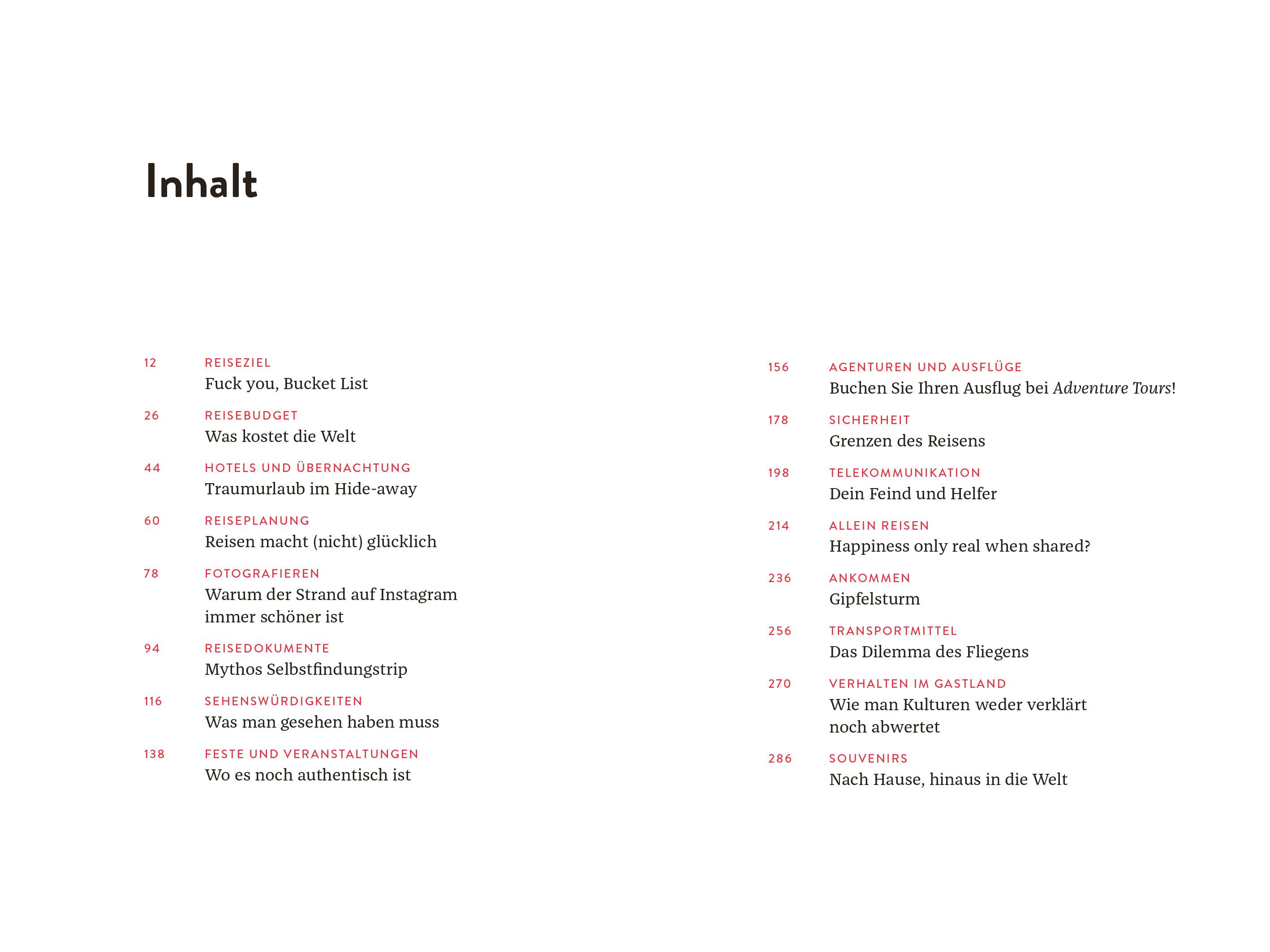 Beispielinhalt (Bild) Vom Glück zu reisen - Ein Reisehandbuch