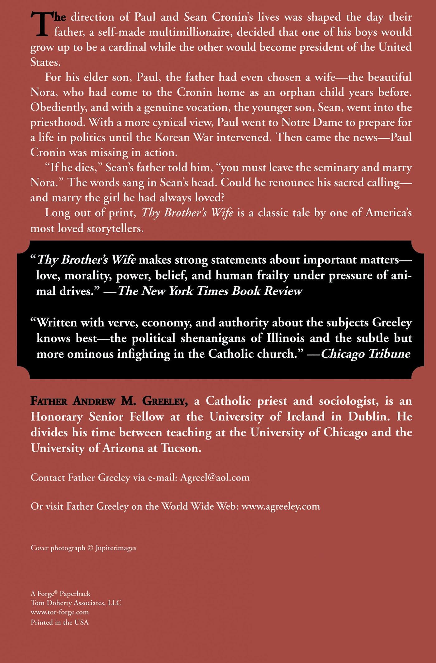 Rückseitencover Thy Brother's Wife