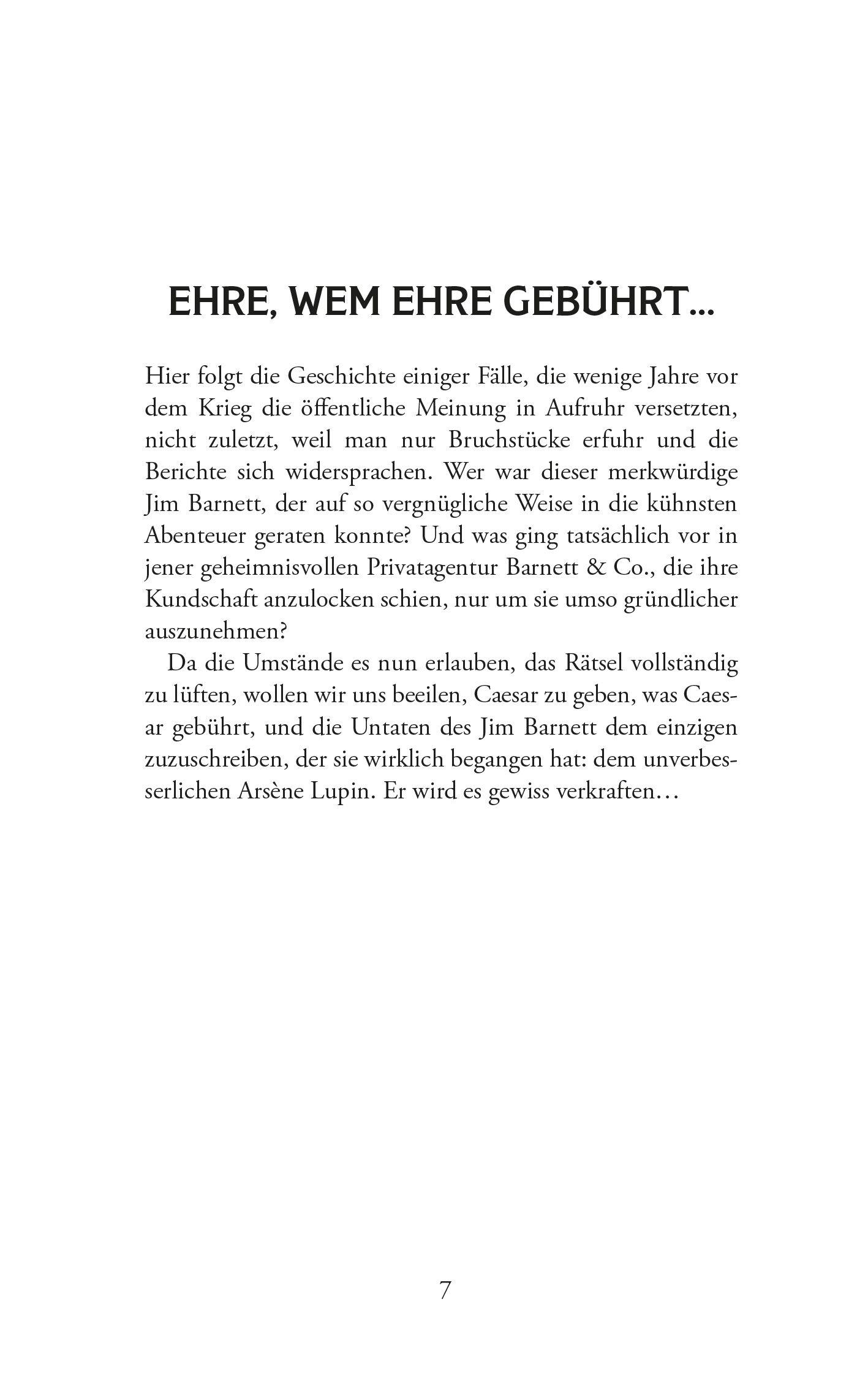 Beispielinhalt (Bild) Arsène Lupin - Die Agentur Barnett & Co. Kriminalgeschichten